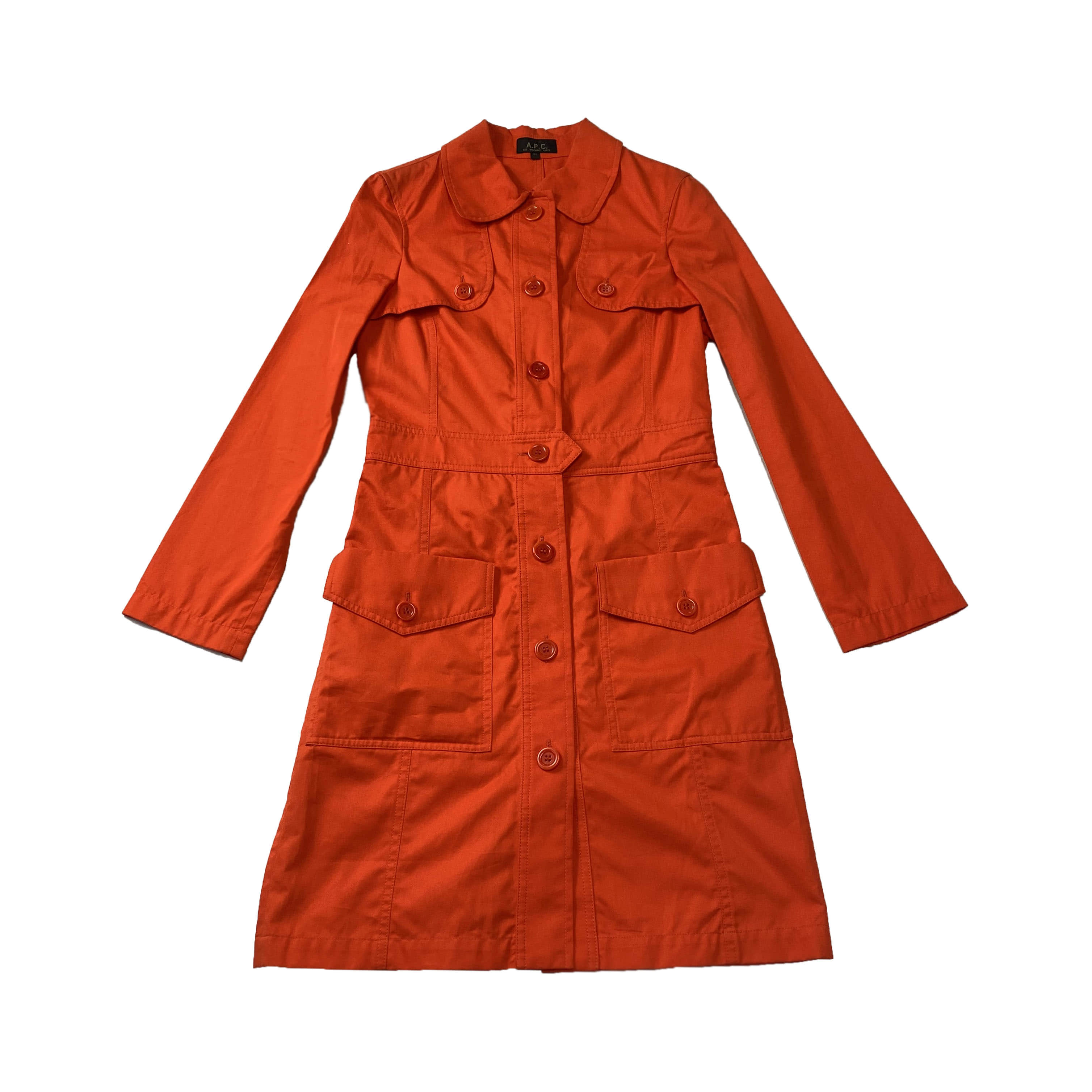 [A.P.C.] Orange Cotton Long Coat - Size 85 (S)