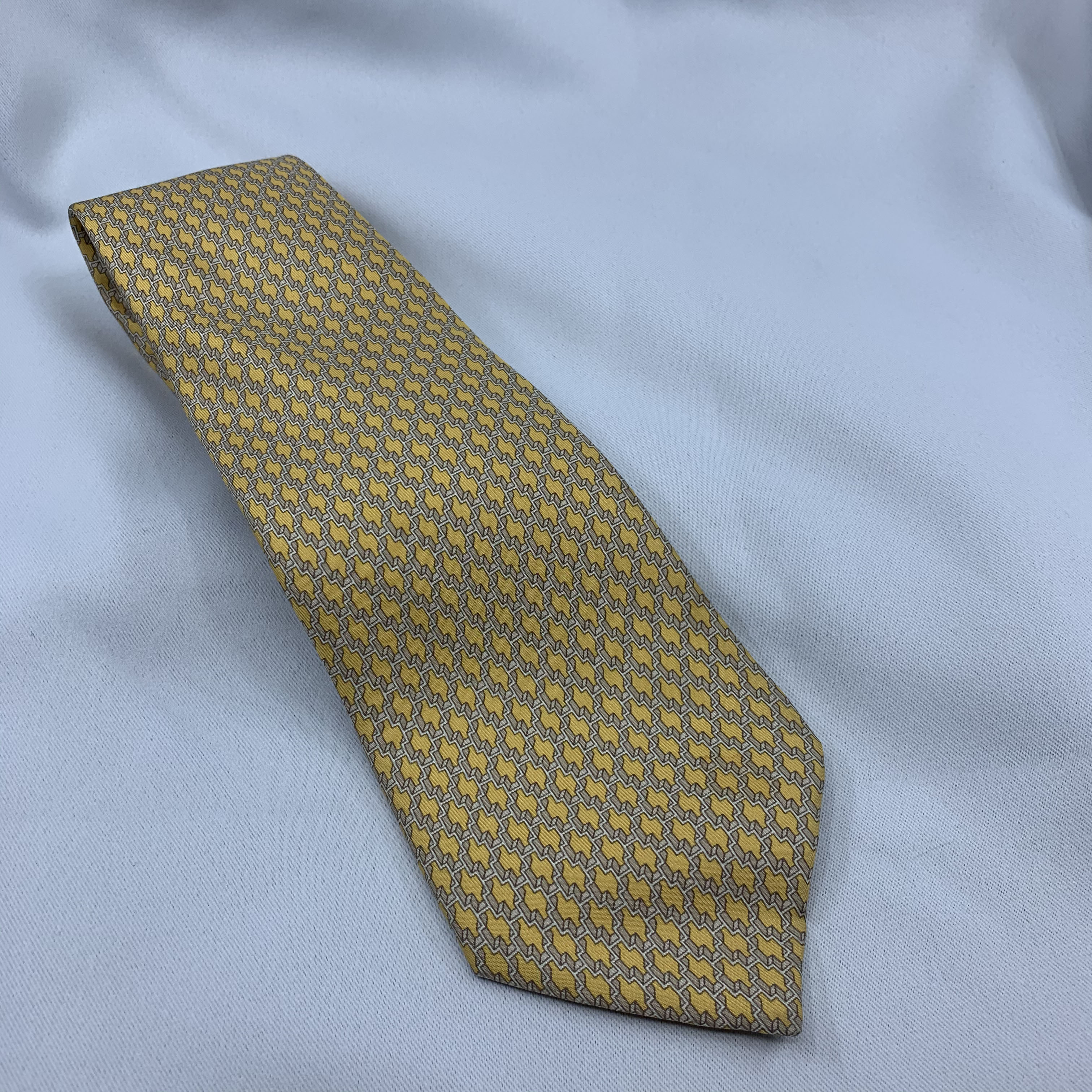 [Hermes] Yellow Silk Necktie