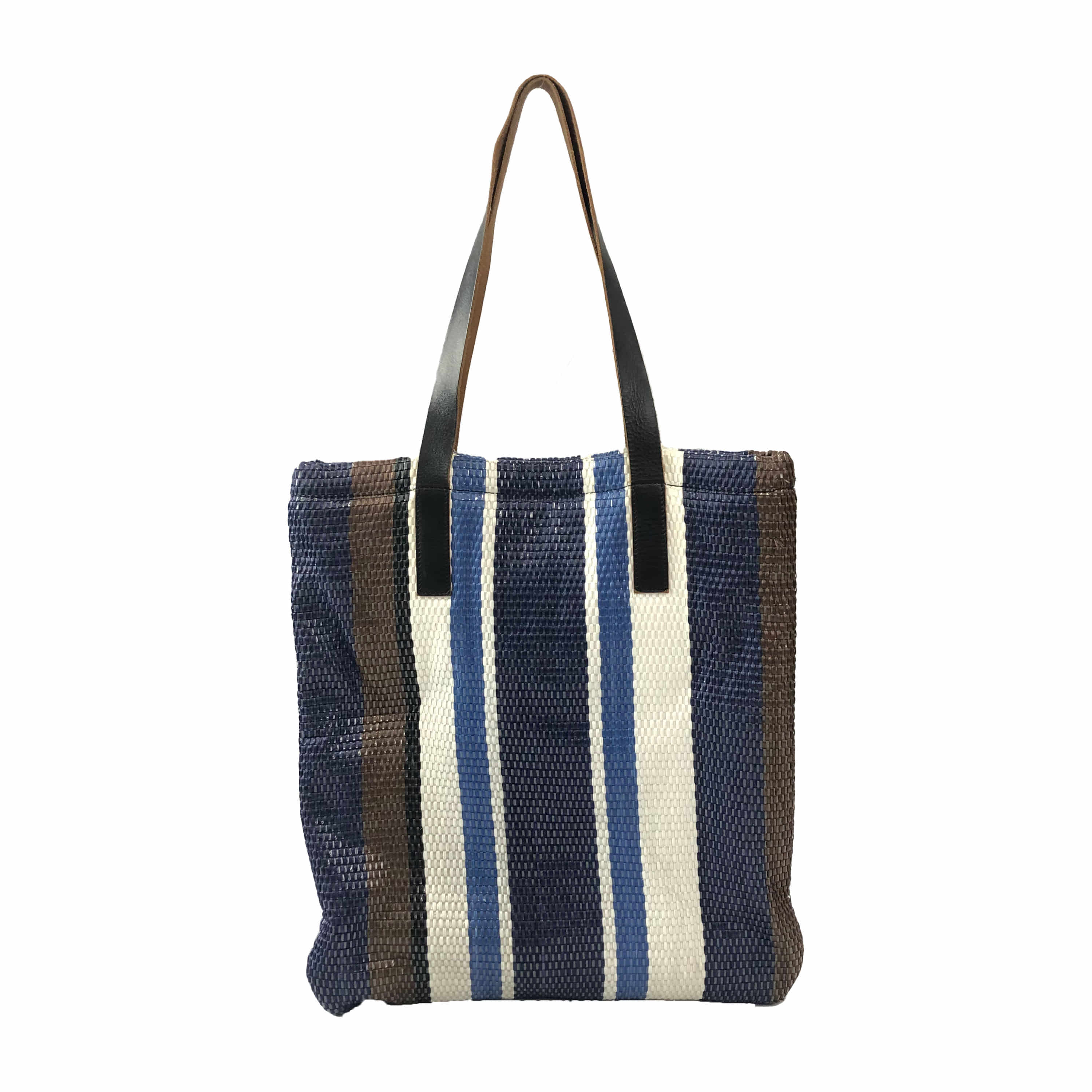[MARNI] Woven Straw Striped Shopping Bag