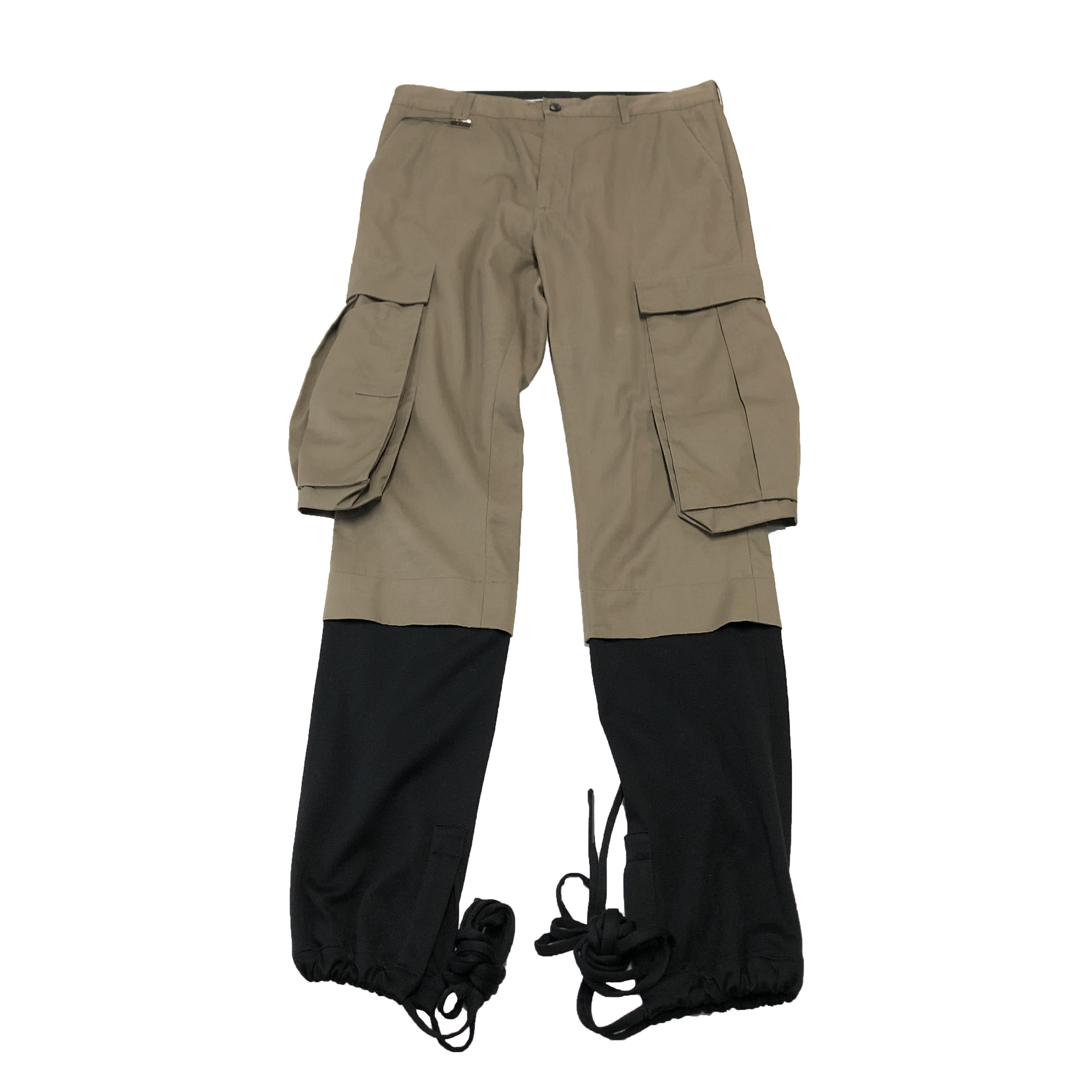 [Kris Van Assche] Khaki &amp; Black Cargo Track Pants - Size 48
