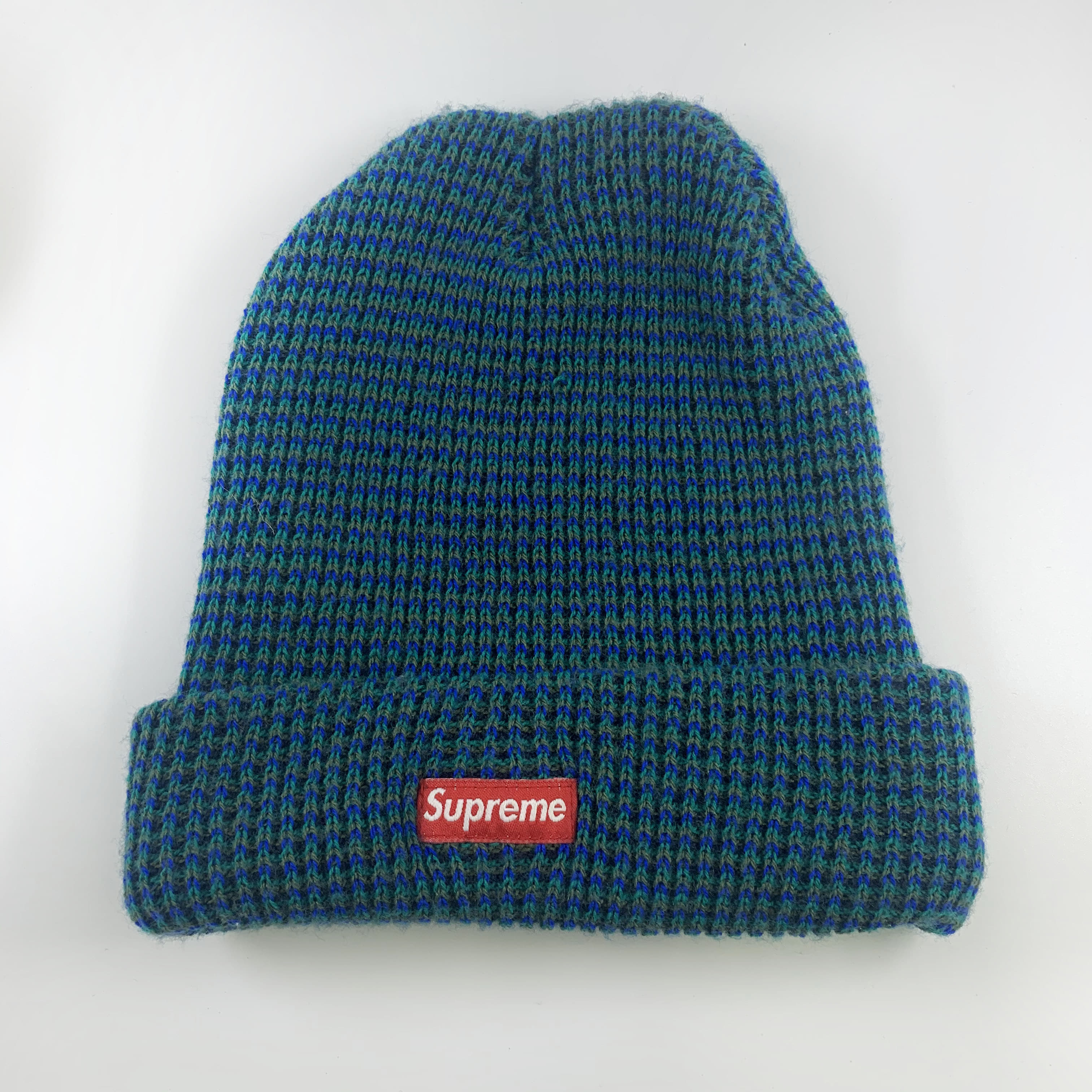 [Supreme] Green Blue Knit Beanie - Size O/S