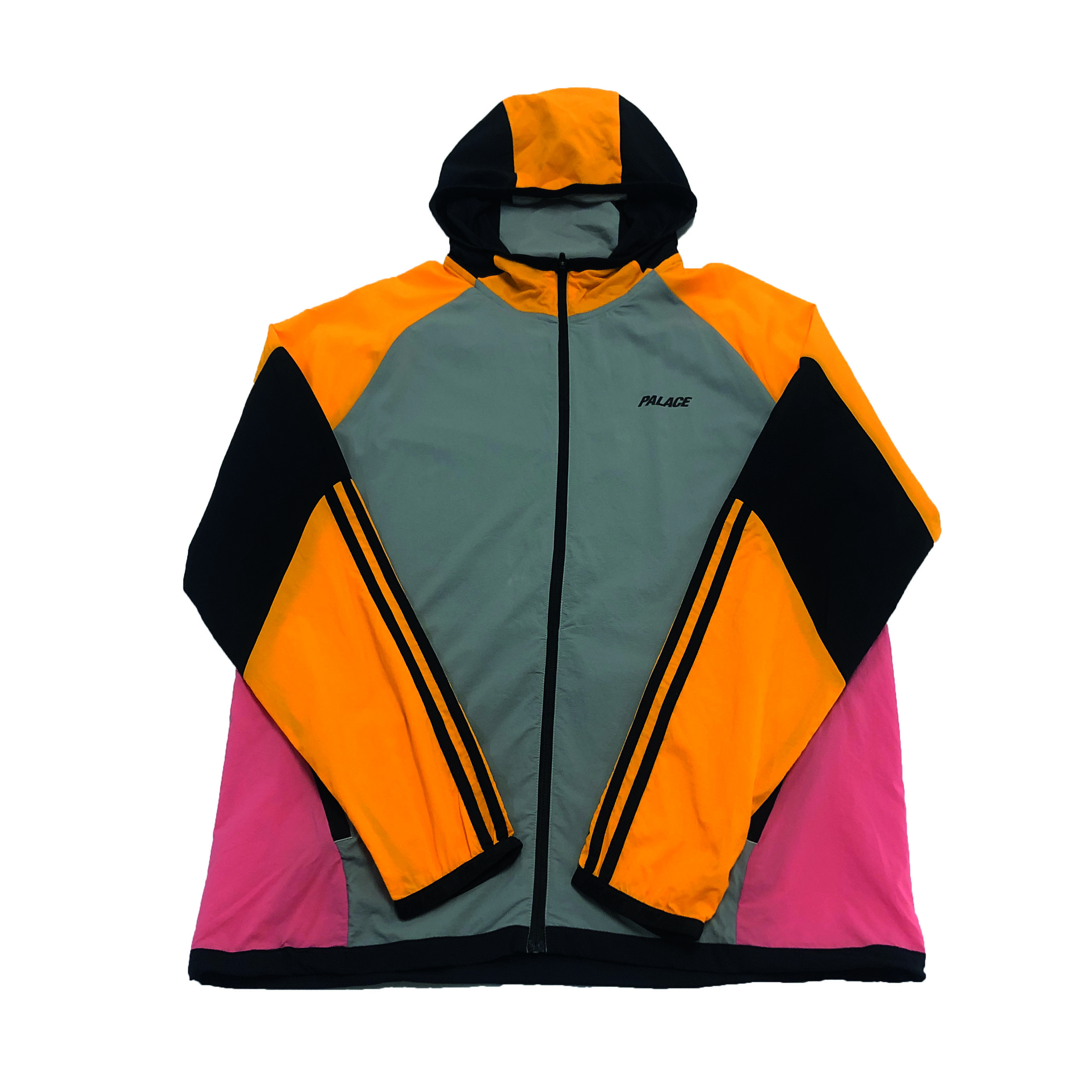 [Palace x Adidas] Grey Orange Black Hooded Jacket - Size M