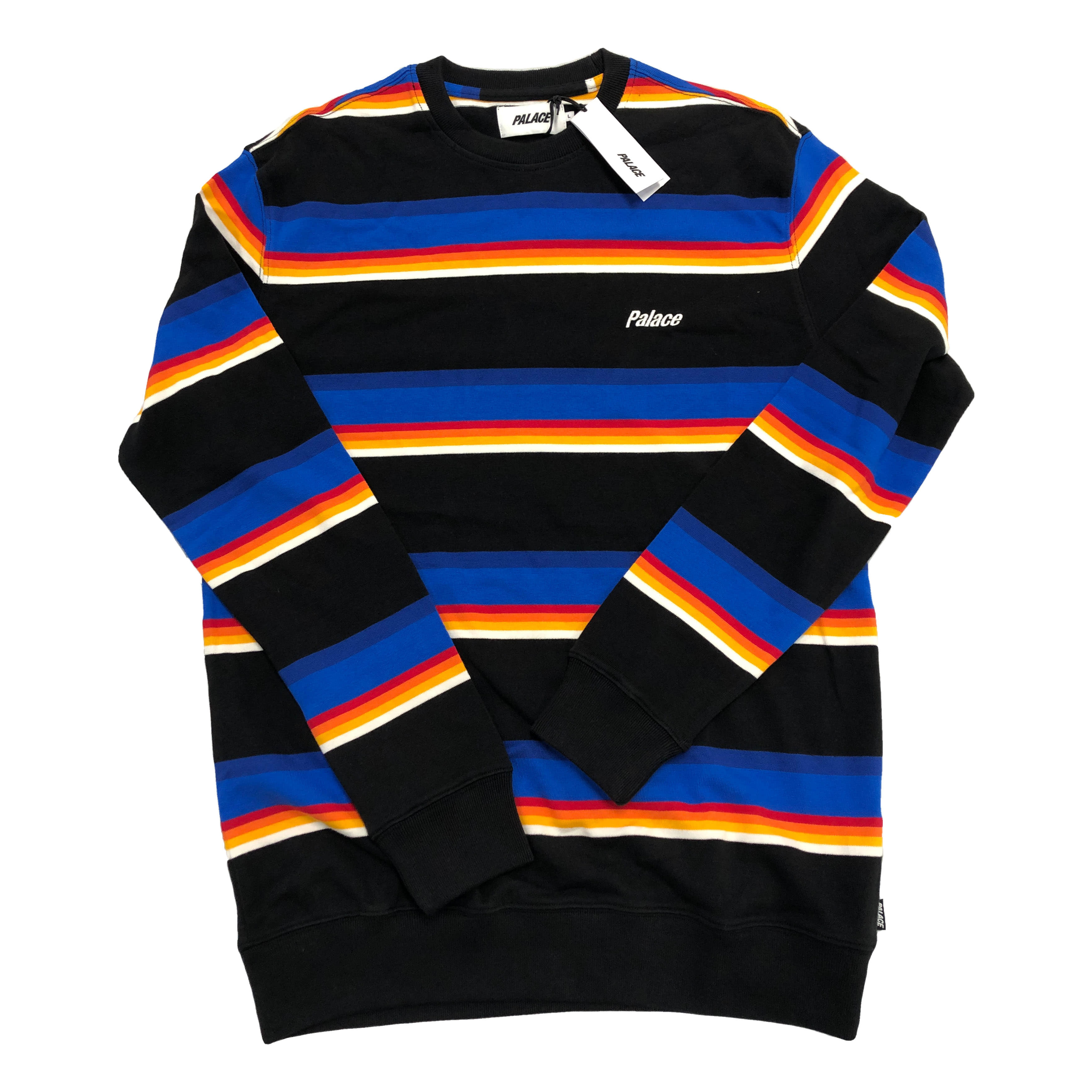 [Palace] Blue Red Orange Stripes Sweatshirt - Size L