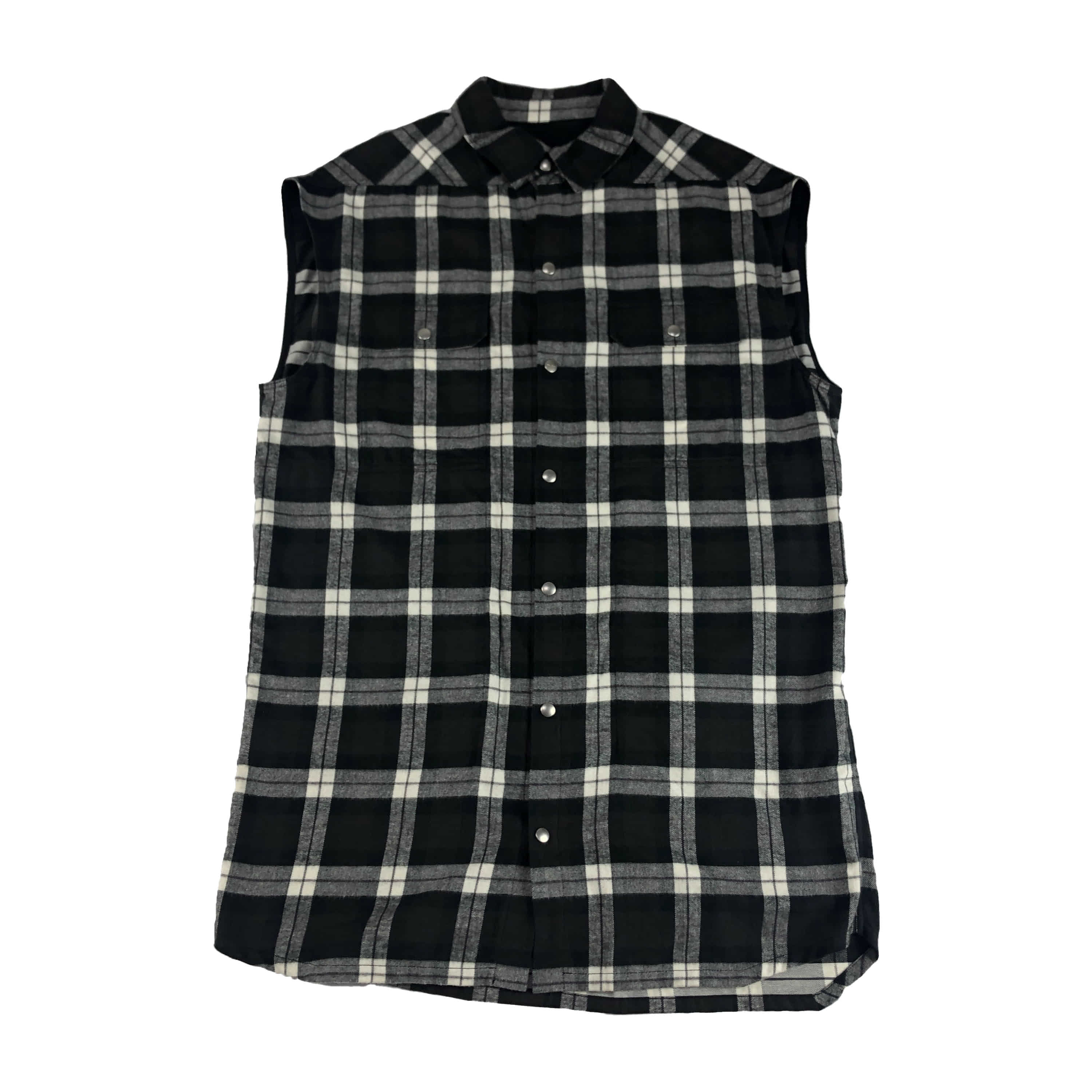 [Rick Owens] Long Vest Check Shirt - EUR48