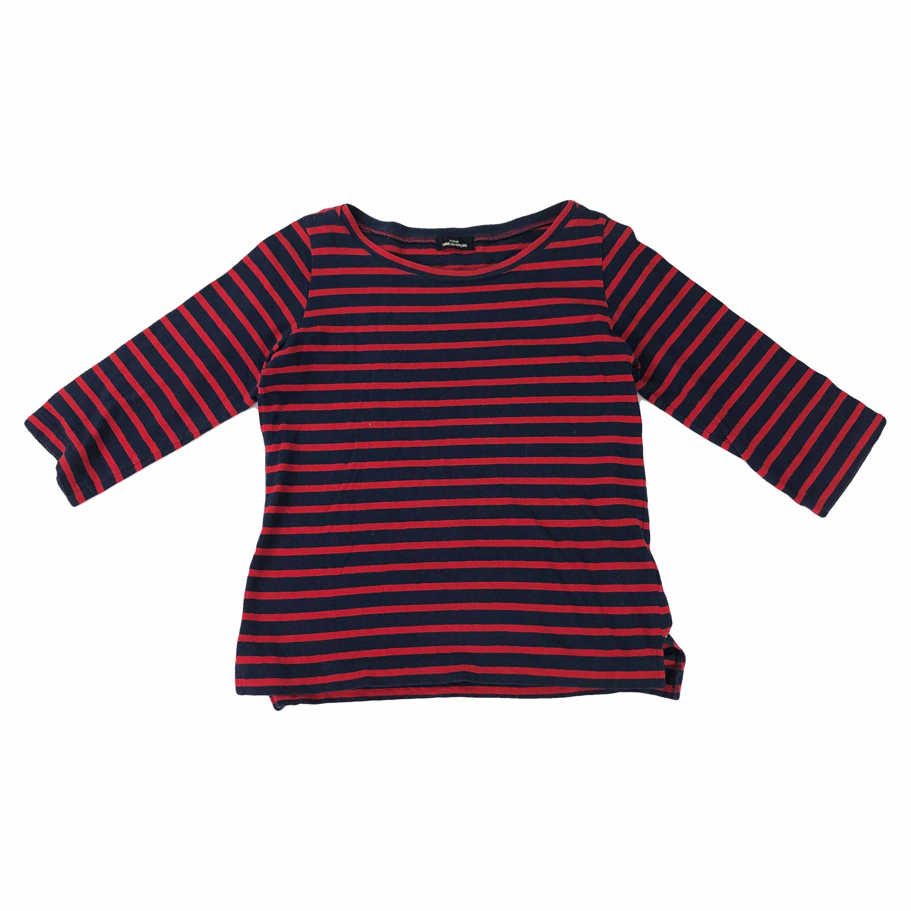 [Comme Des Garcons] Red Navy Stripe Longsleeve - Size S