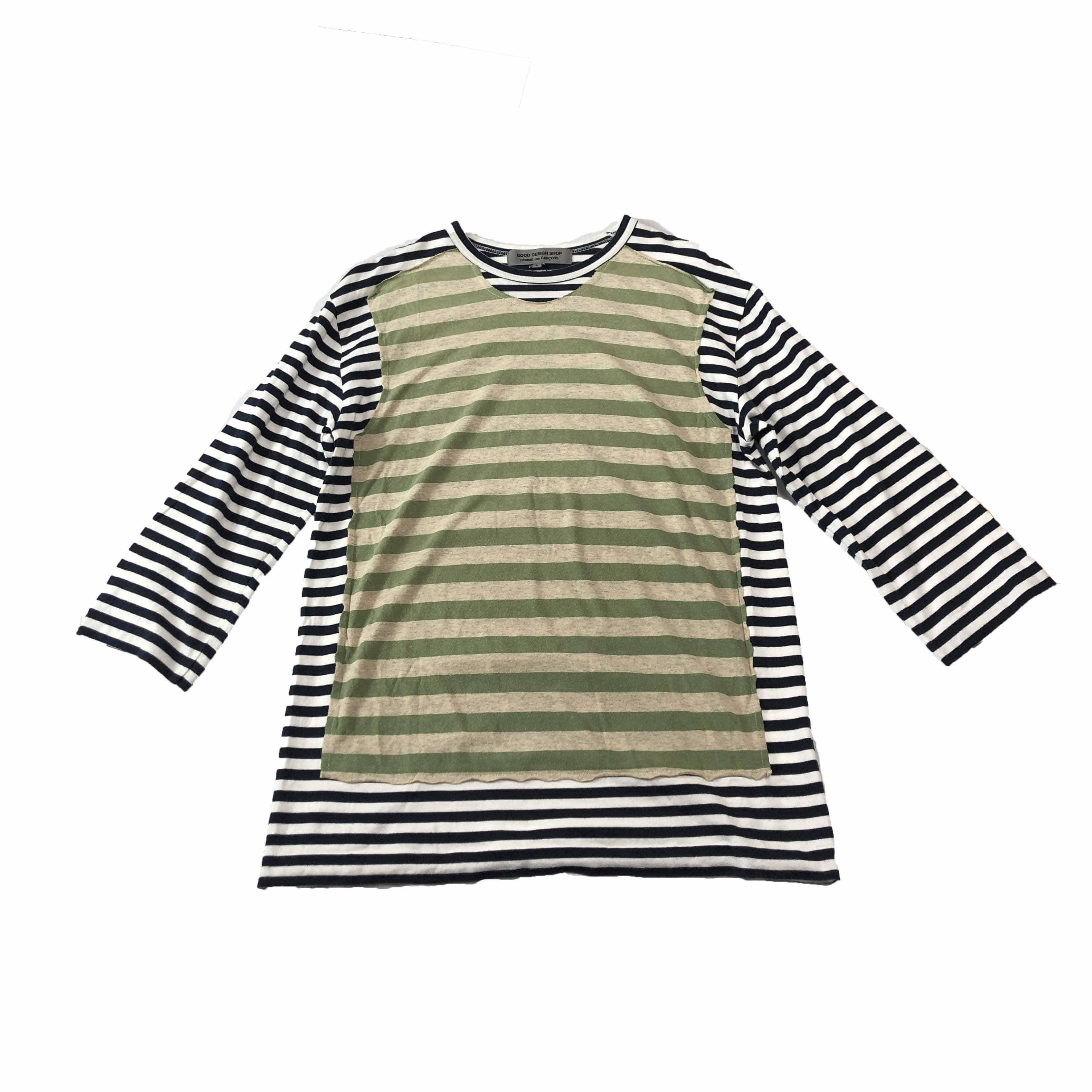 [Comme Des Garcons] Split Stripe Long Sleeve T-Shirt - Size L