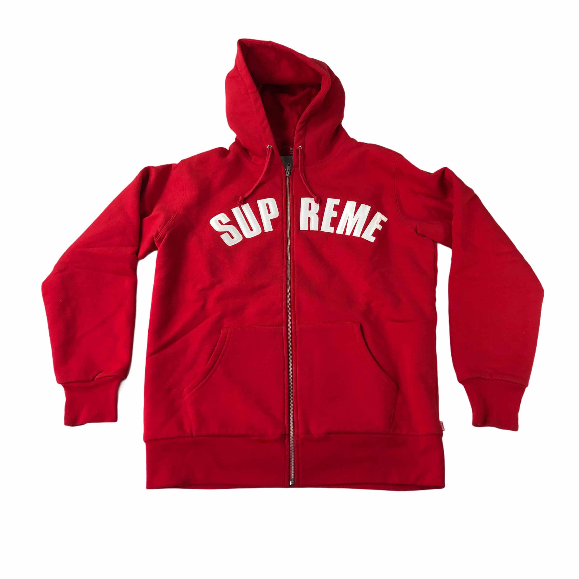 [Supreme] Big Logo Red Hood Zipup - Size L