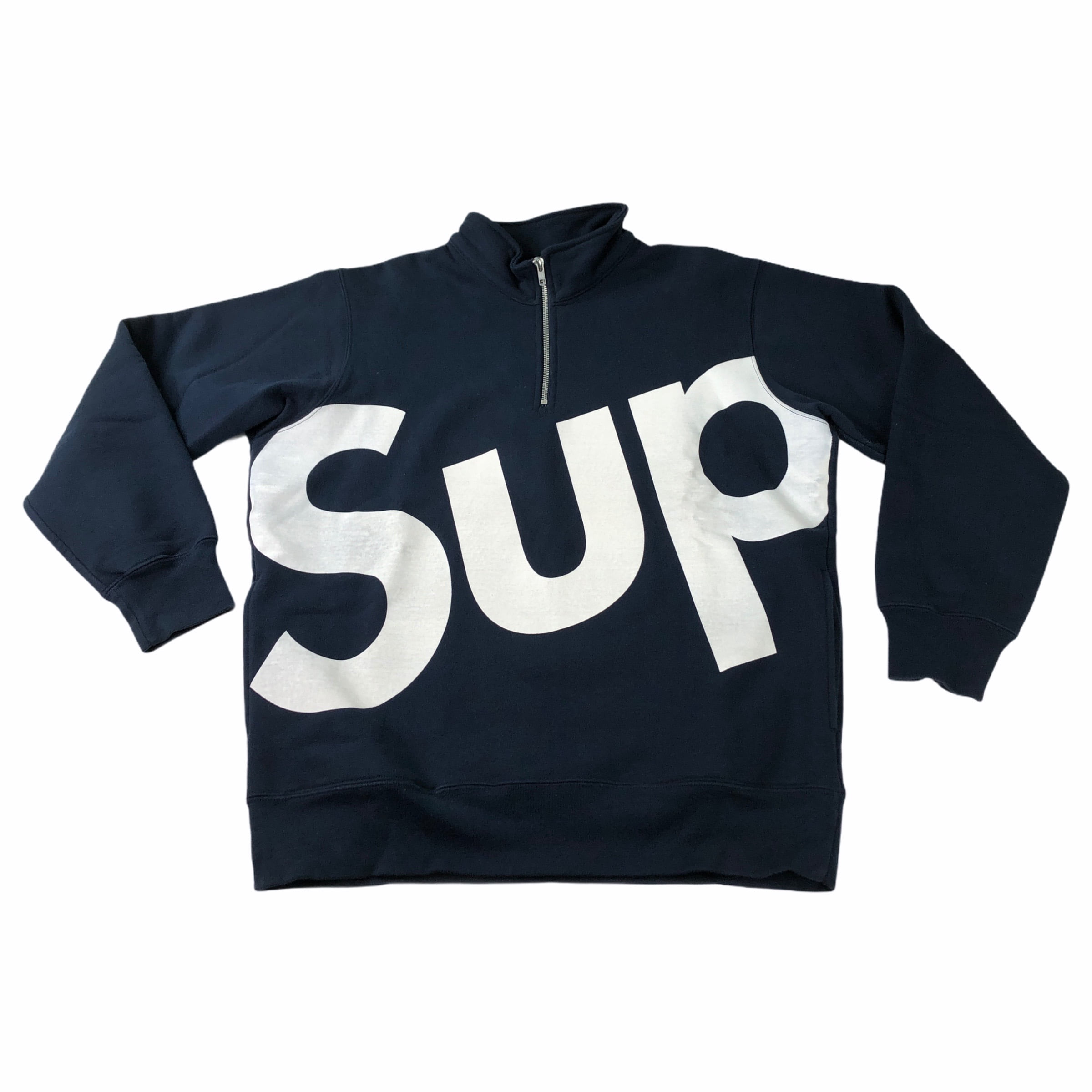 [Supreme] Half Zip Navy Sweatshirt - Size L