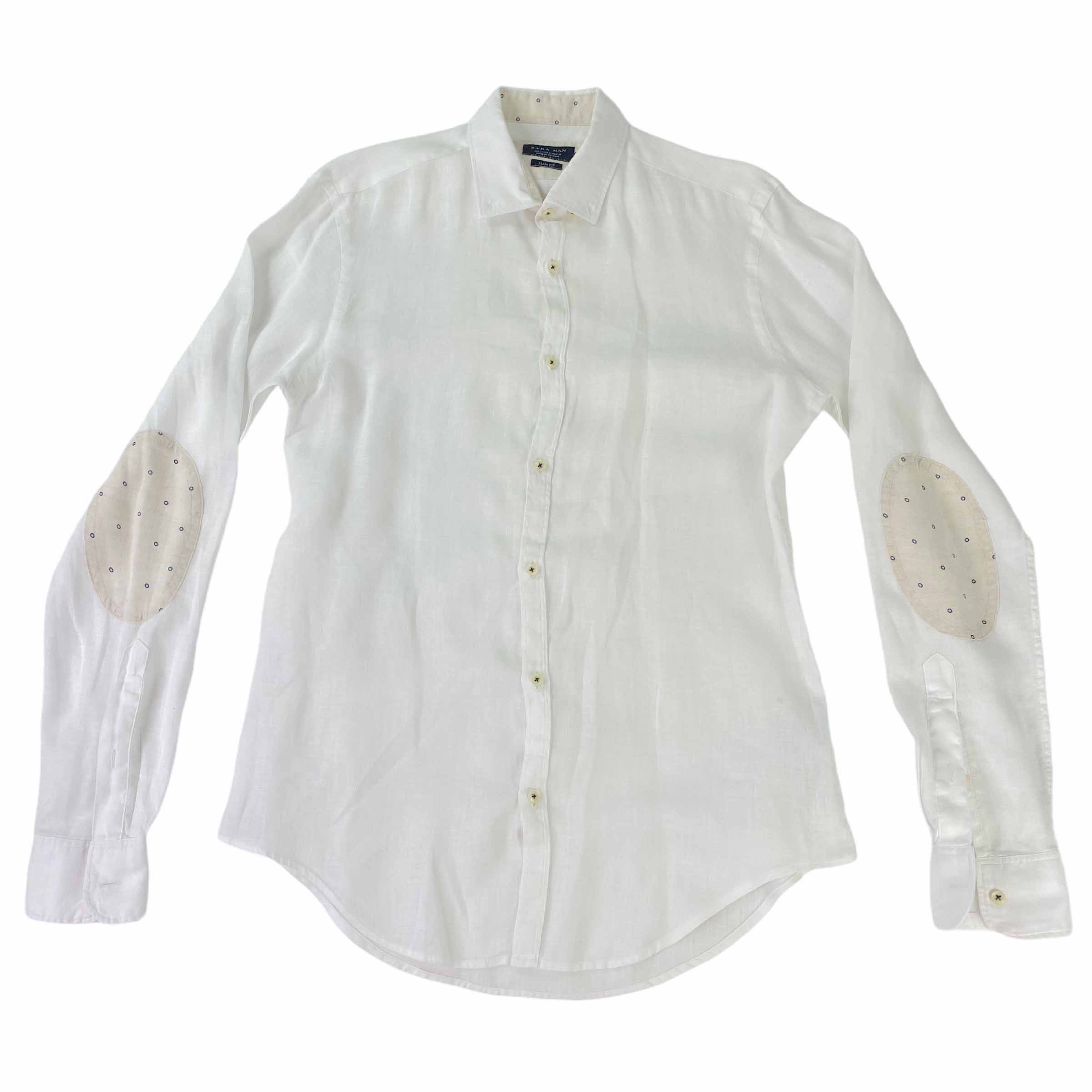 [Zara] Slim Fit Linen White Shirt - Size S