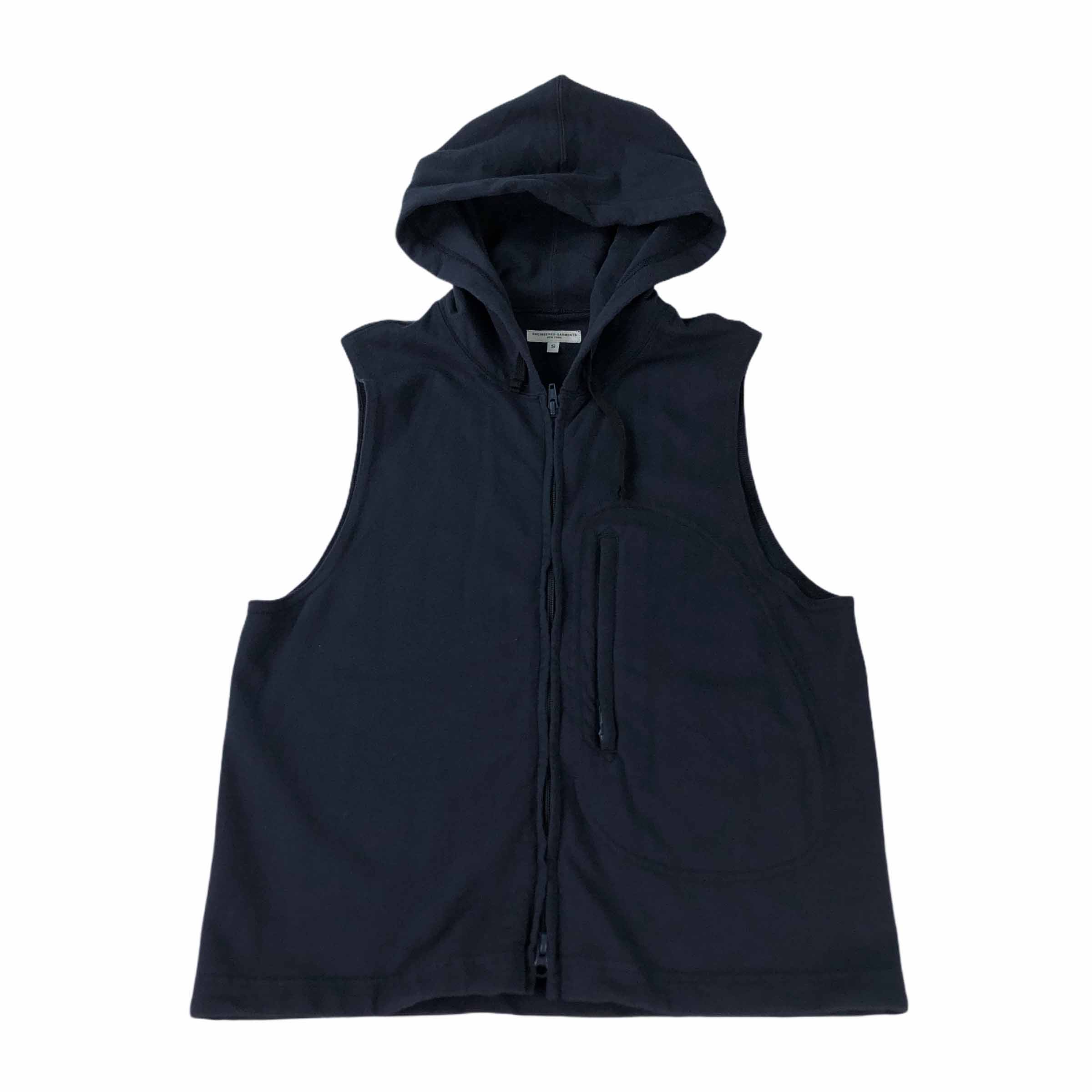 [Engineered Garments] Navy Vest with Hoodie - Size S