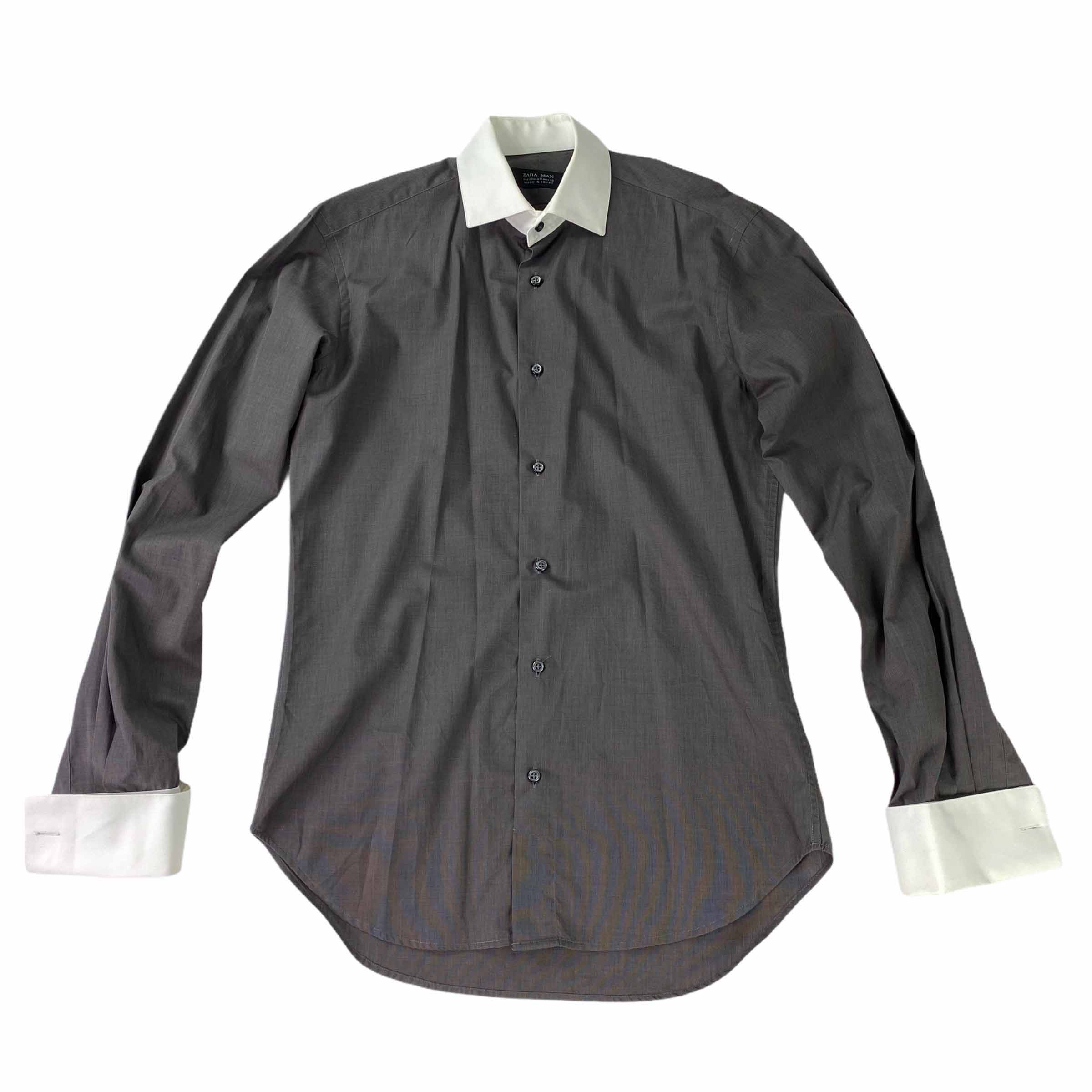 [Zara] Grey Cuffs Detail Slim Fit Shirt - Size S