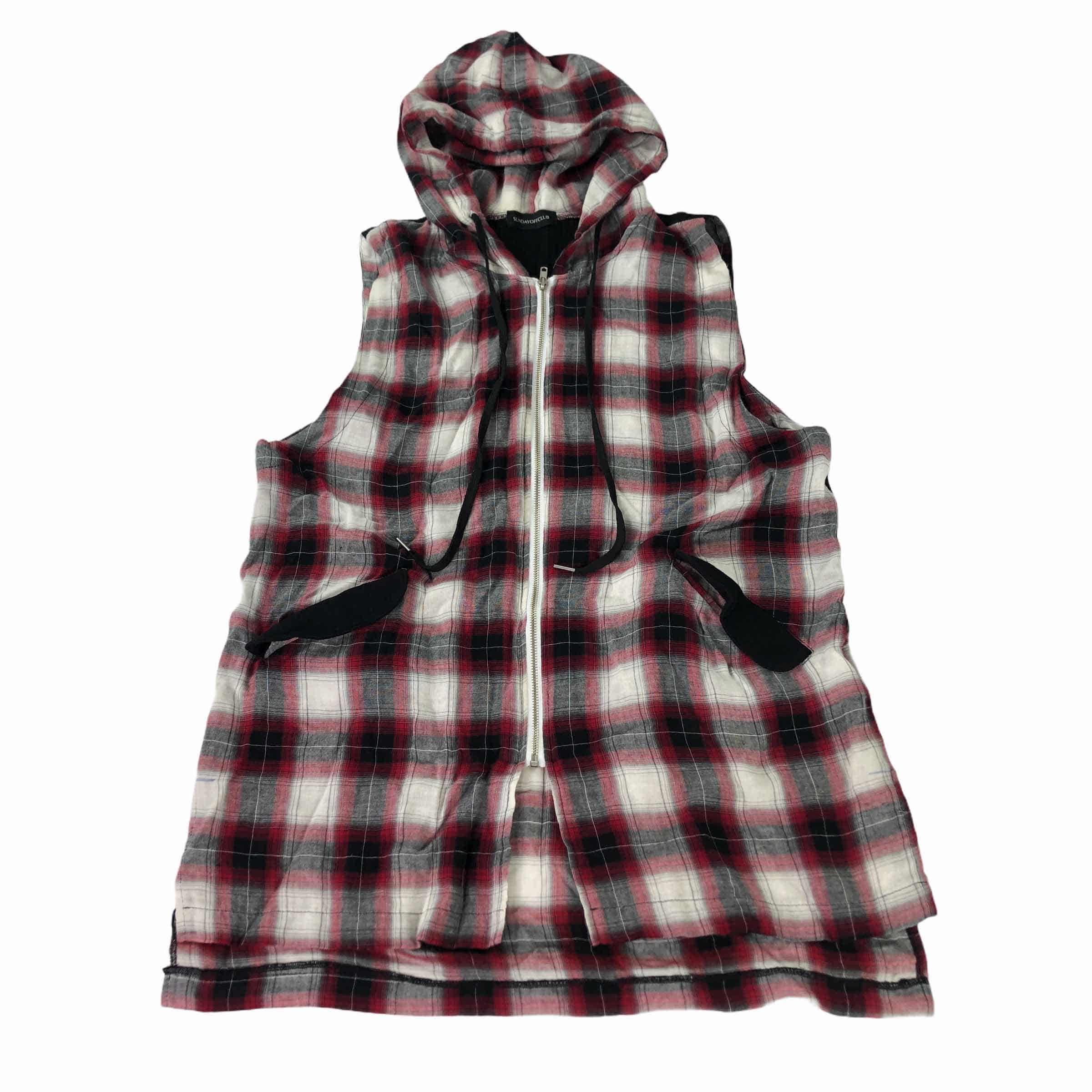 [Sunday Off Club] Bloodthirster Plaid Check hooded Shirt Red - Size Free