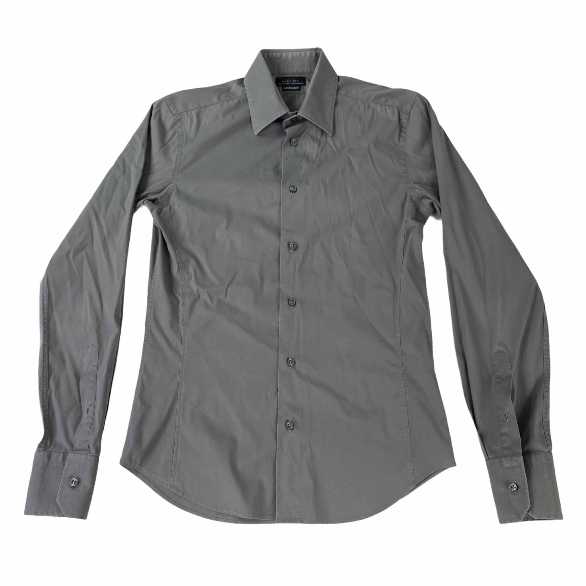 [Zara] Grey Super Slim Fit Basic Shirt - Size S