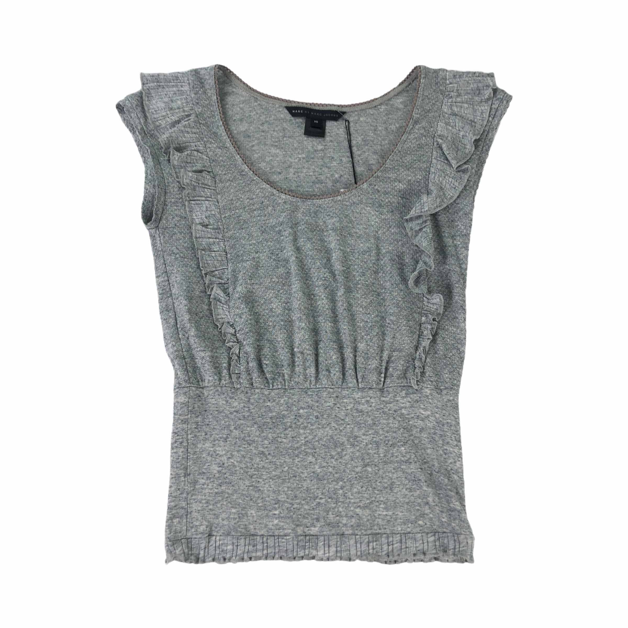 [Marc by Marc Jacobs] Ruffle U Neck Top - Size XS