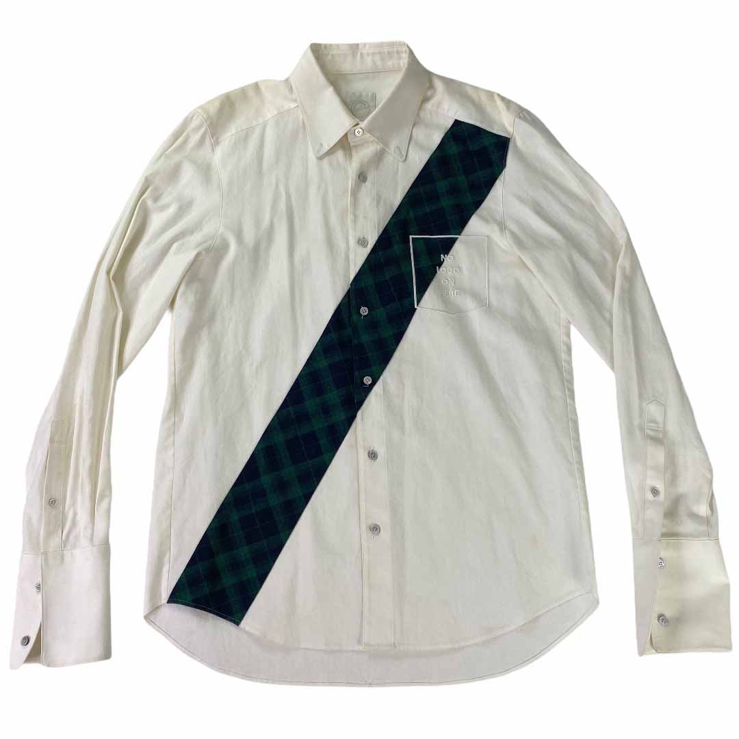 [D-Antidote] Oblique Check White Shirt - Size M
