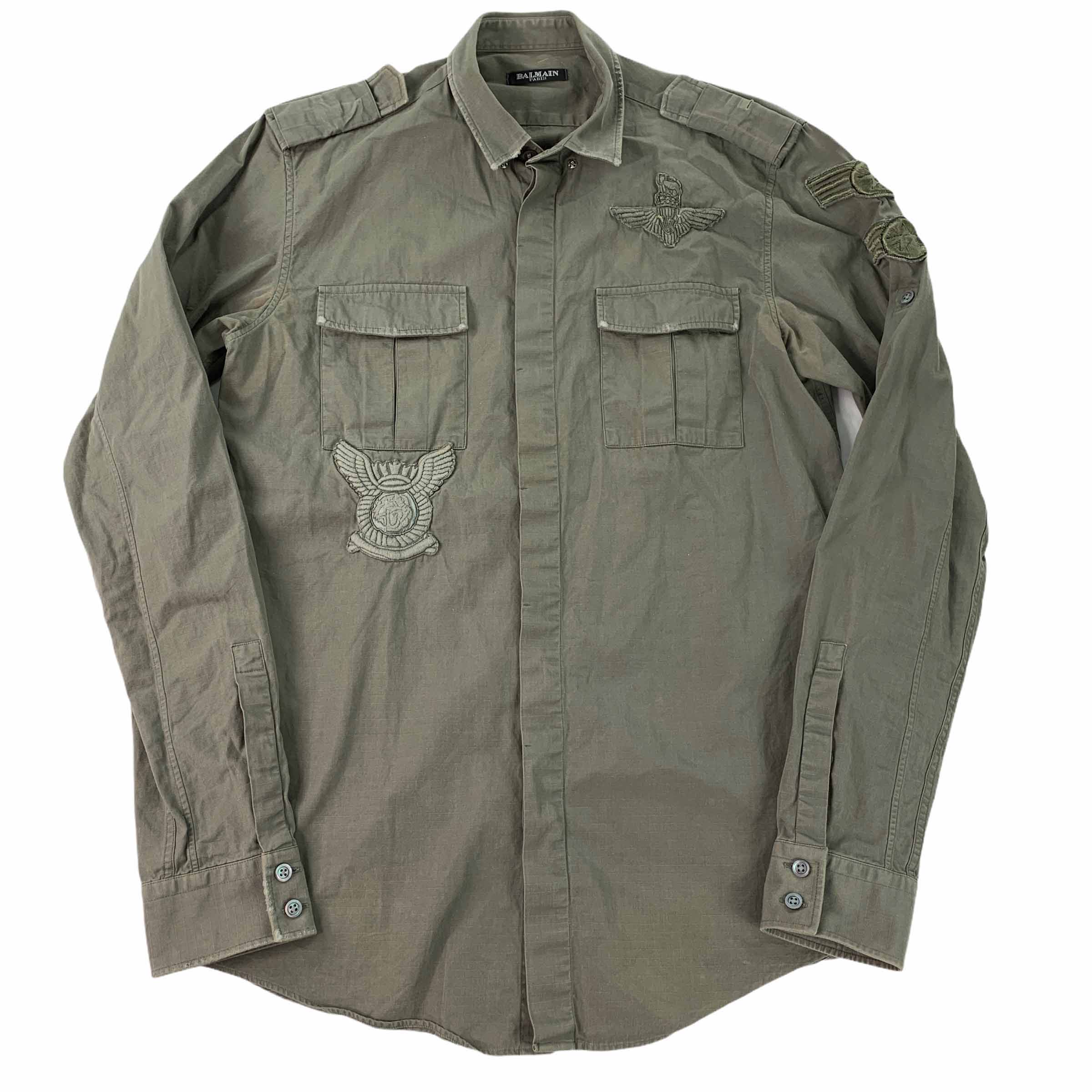 [Balmain] Military Patch Shirt KH - Size 15 1/2