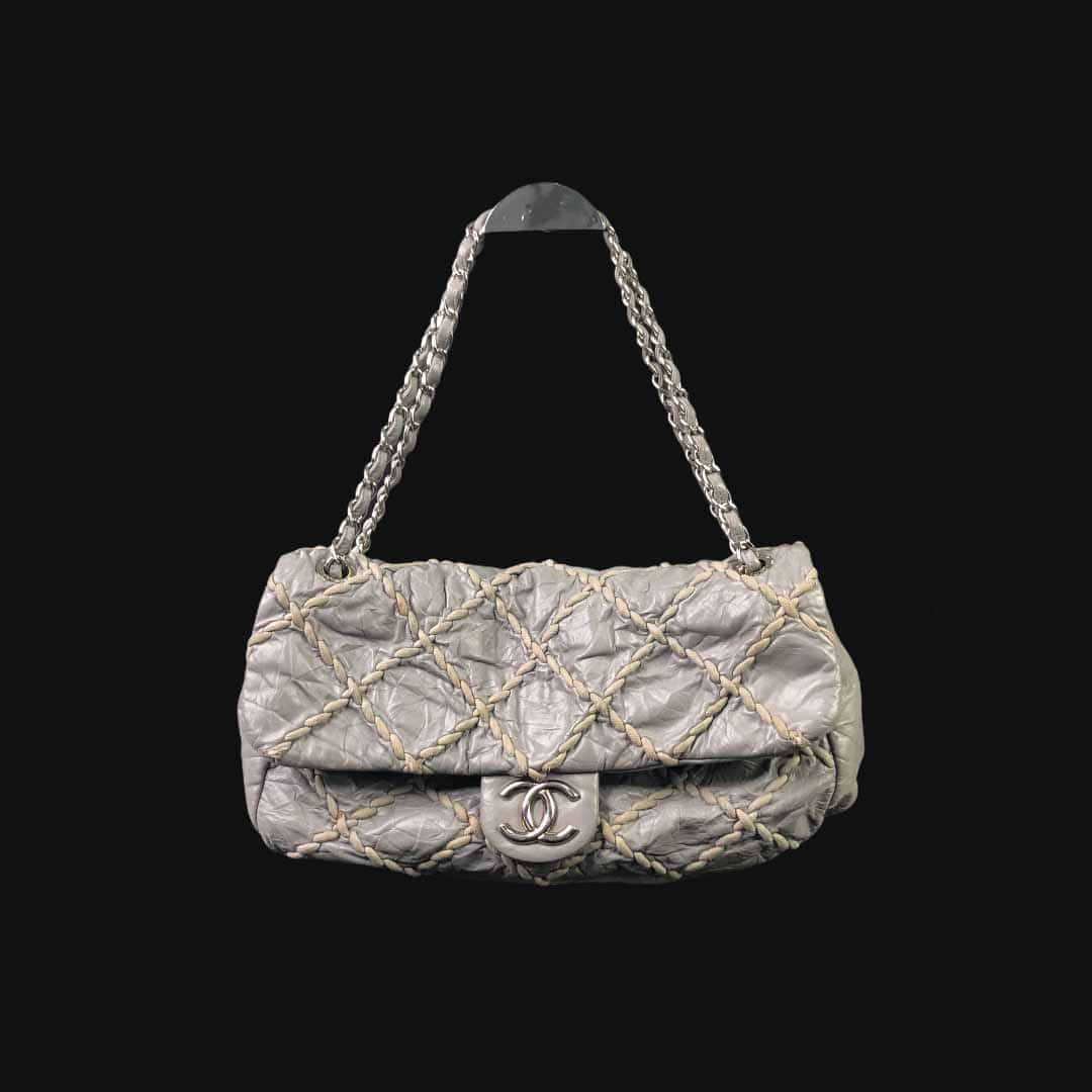[Chanel] Ultra Stitch Jumbo Flap Bag Gray - Size L