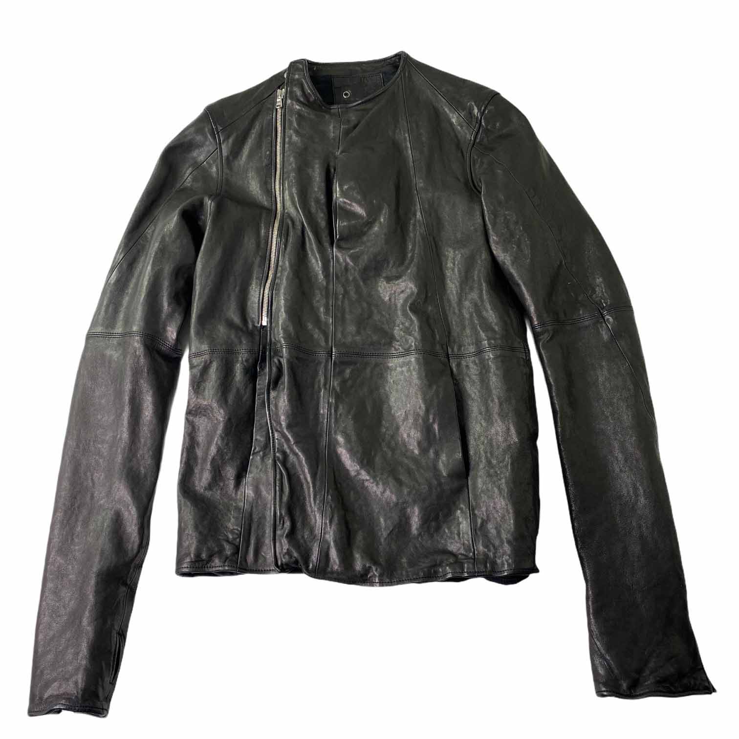 [Chaos From Undermind] Round Neck Leather Jacket BK - Size Free