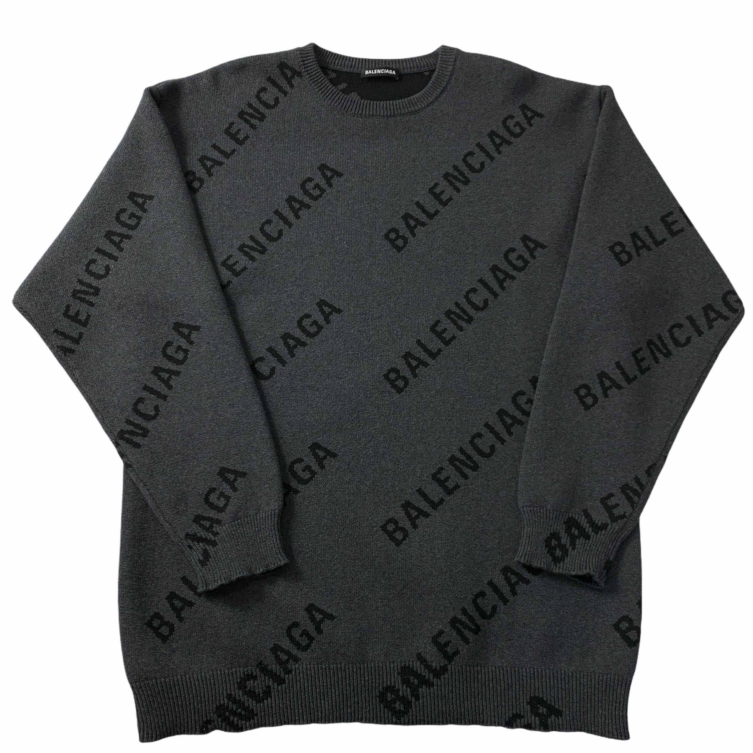 [Balenciaga] 20FW All Over Logo Overfit Knit GR - Size M