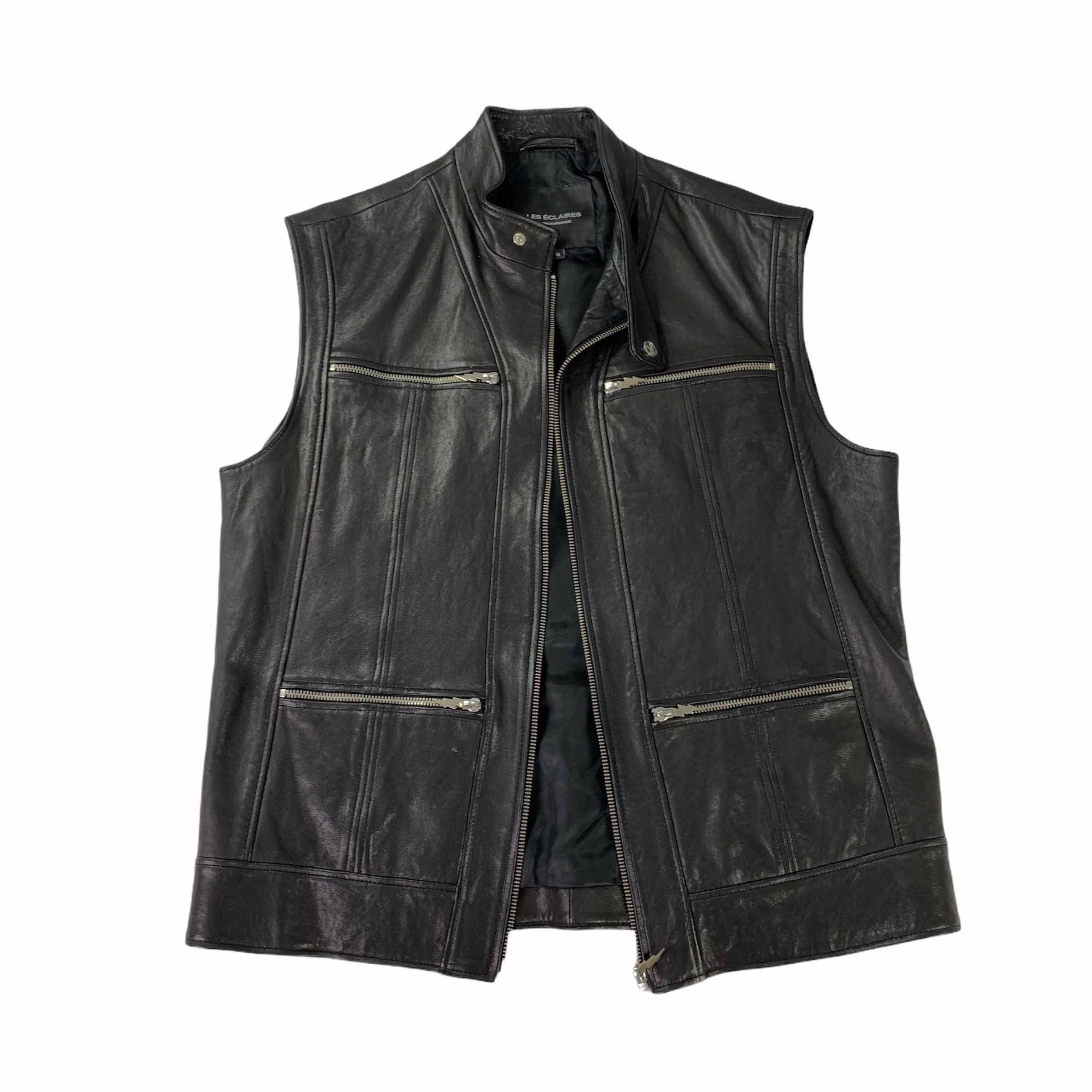 [Les Eclaires] Printed Panel Leather Vest BK - Size M