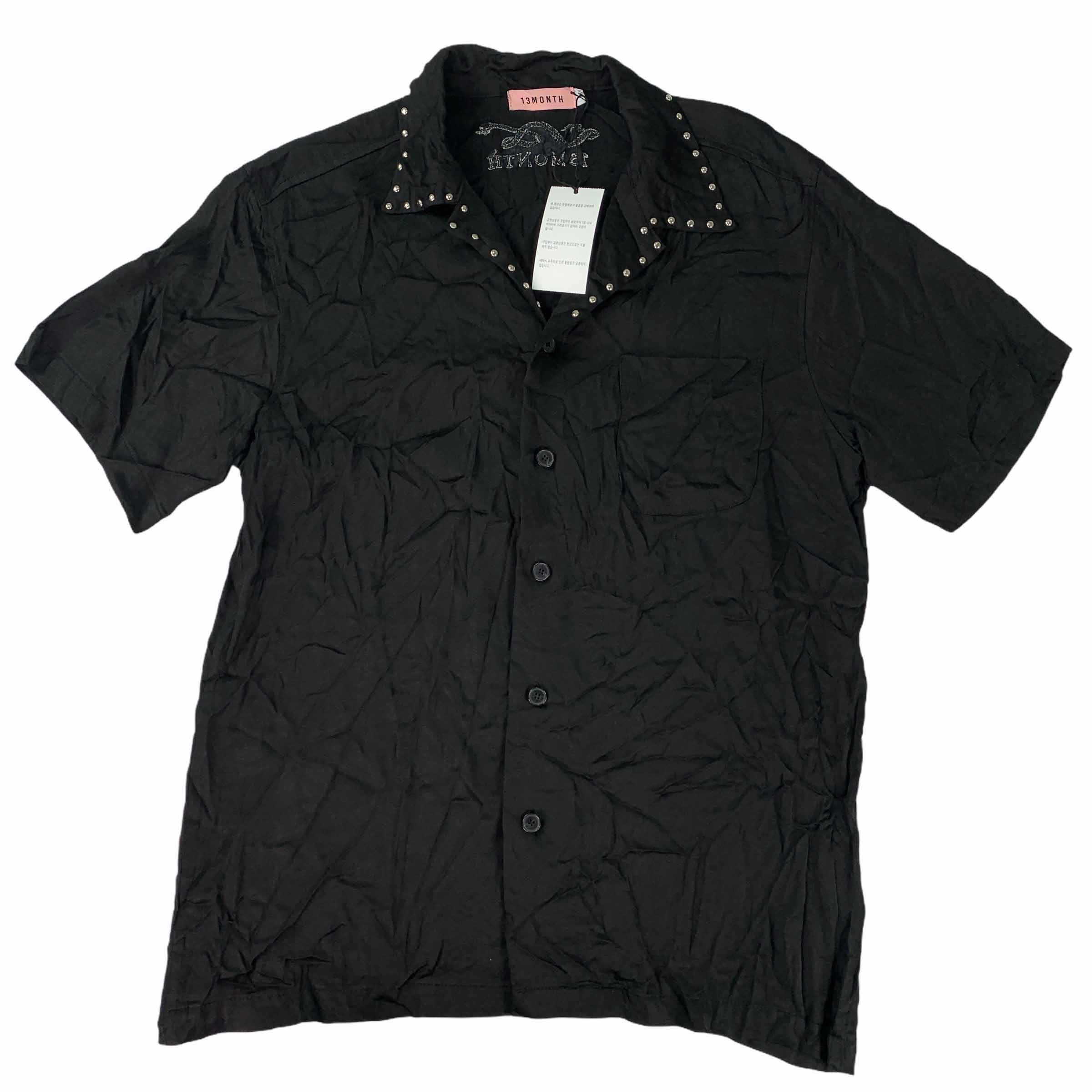 [13month] Rayon Stud Short Sleeve Shirt BK - Size S