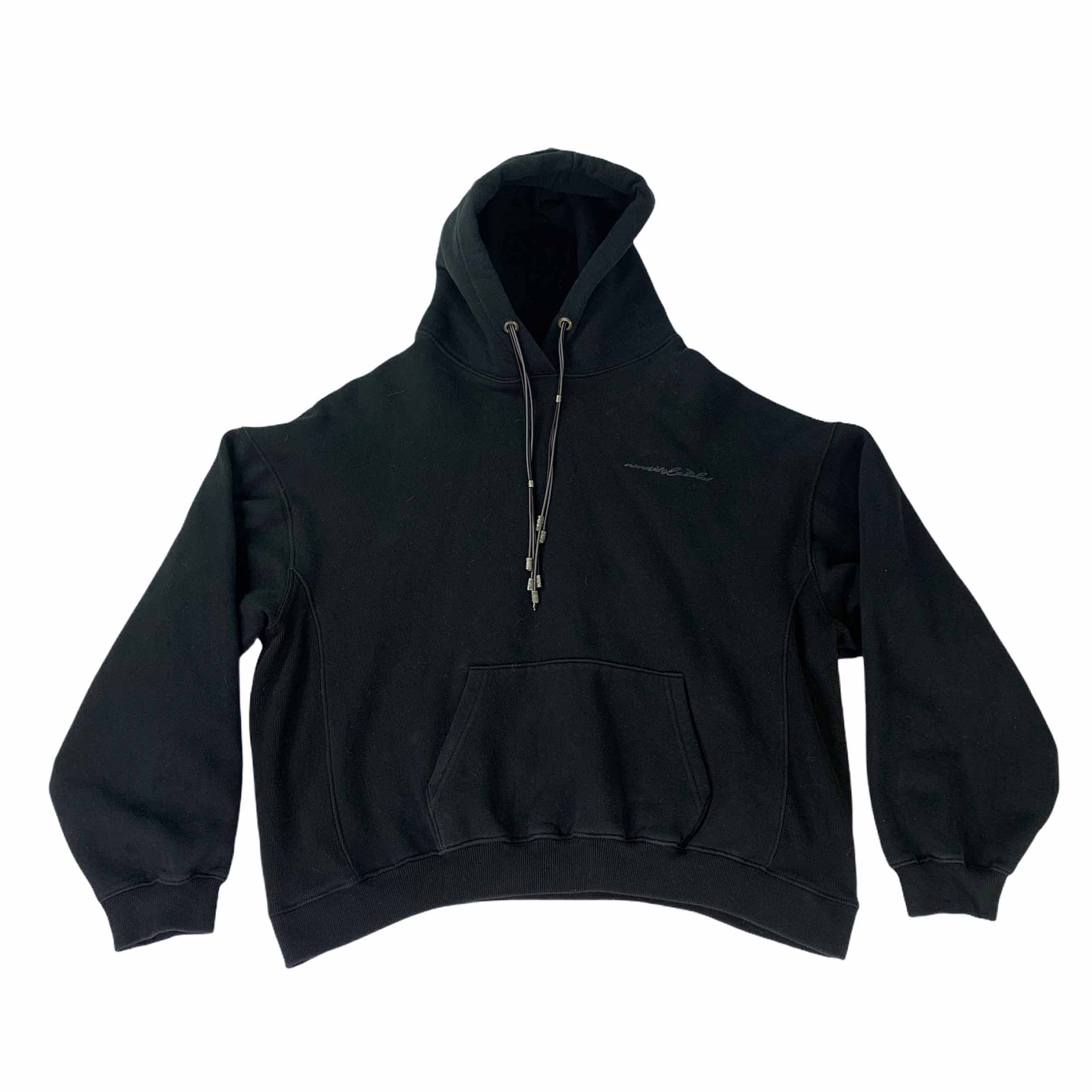[Nondisclothes] Black Hoodie with Strings - Size L