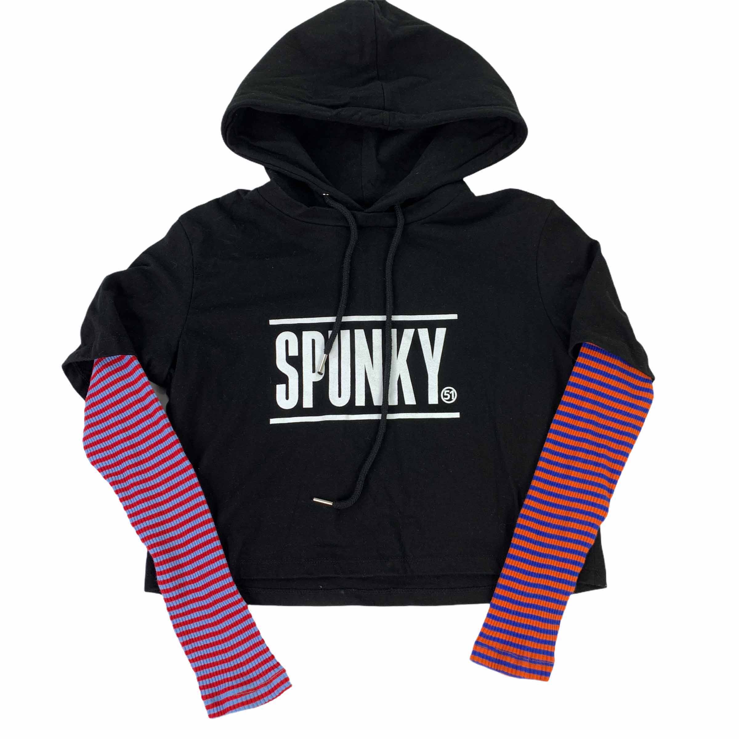 [Spunky] Stripe Arm Hoodie BK - Size Free