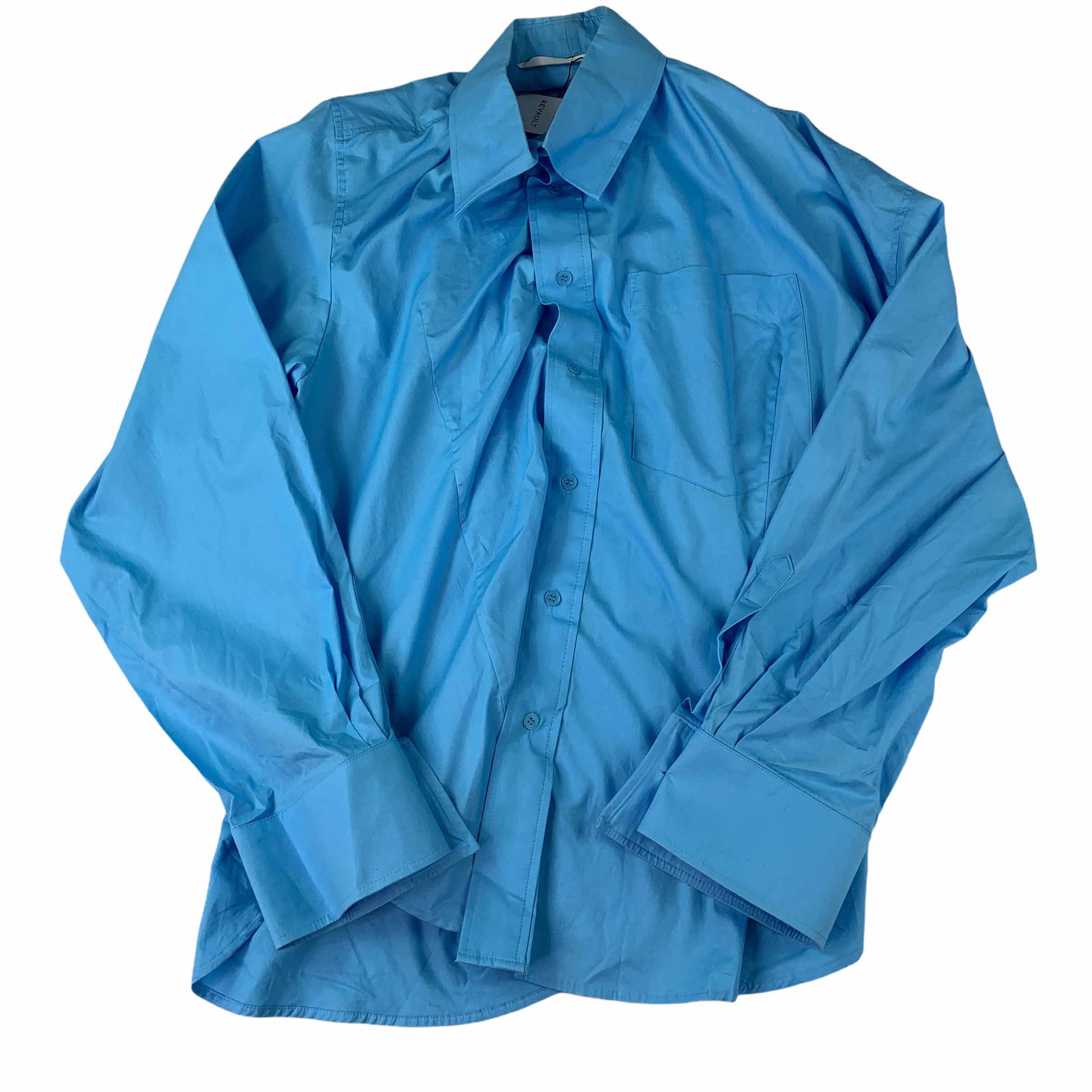 [Push Button] Unbalanced Shirt Blue - Size S