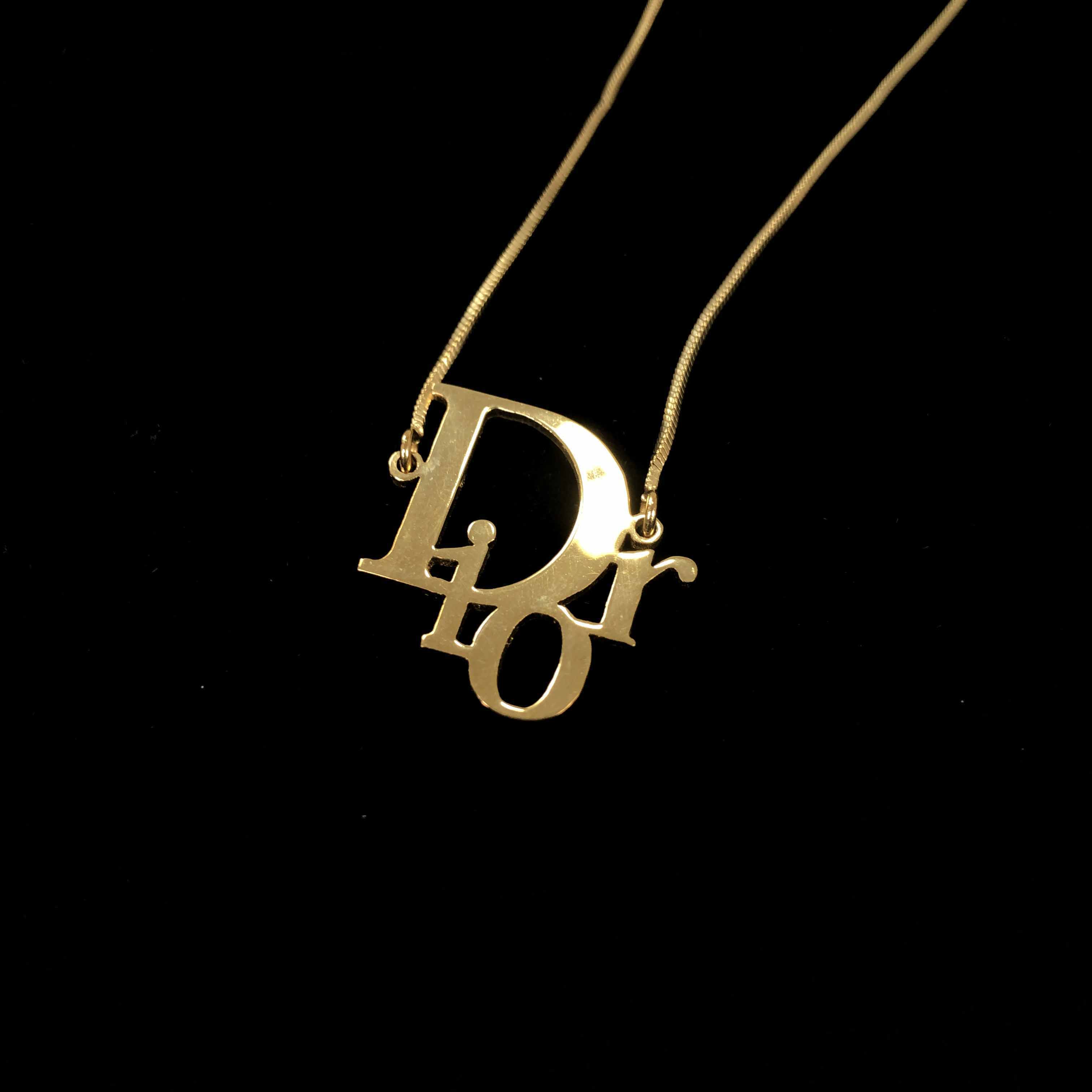 [Dior] Dior Oblique Gold Plated Necklace - Size Free