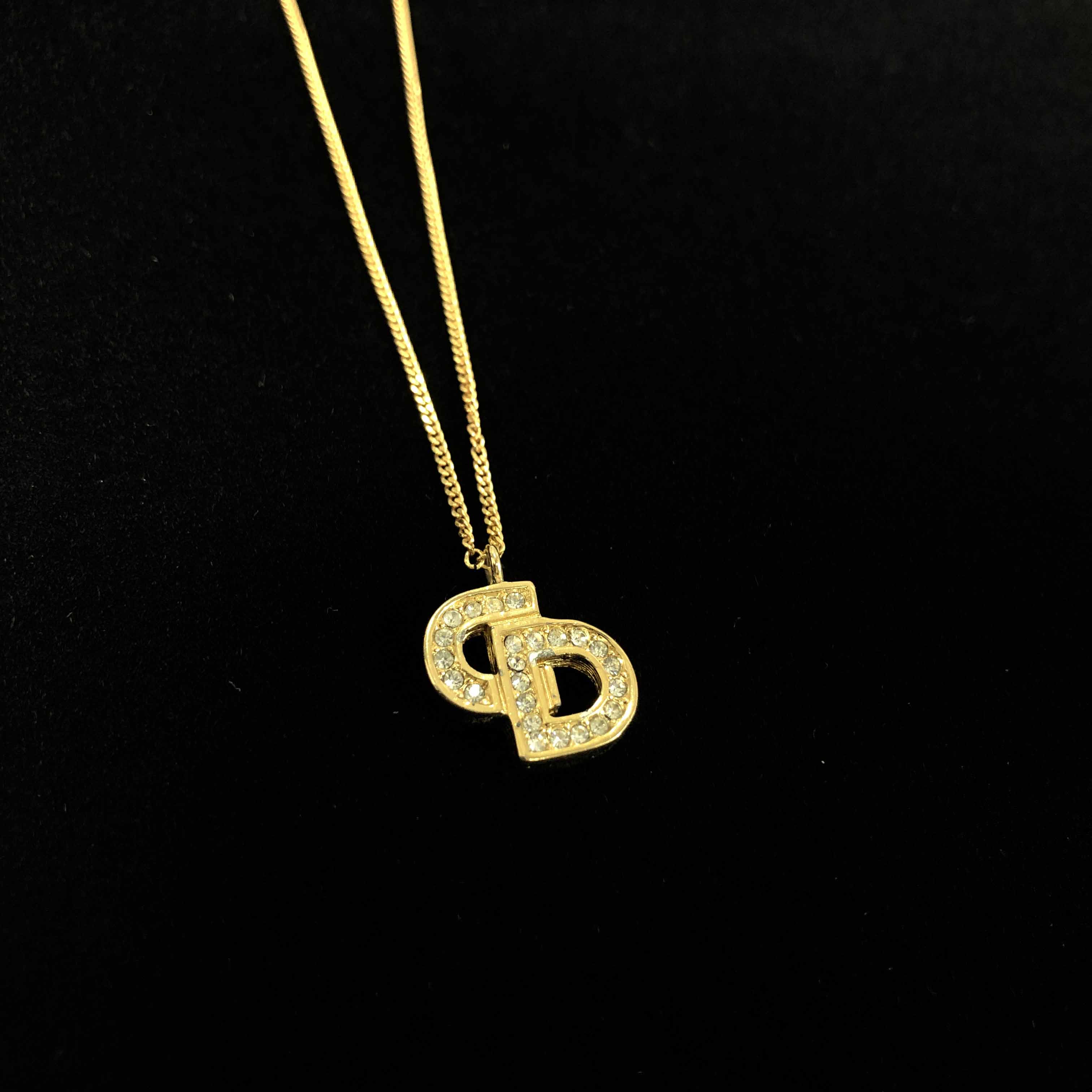 [Dior] CD Cubic Gold Plated Necklace - Size Free