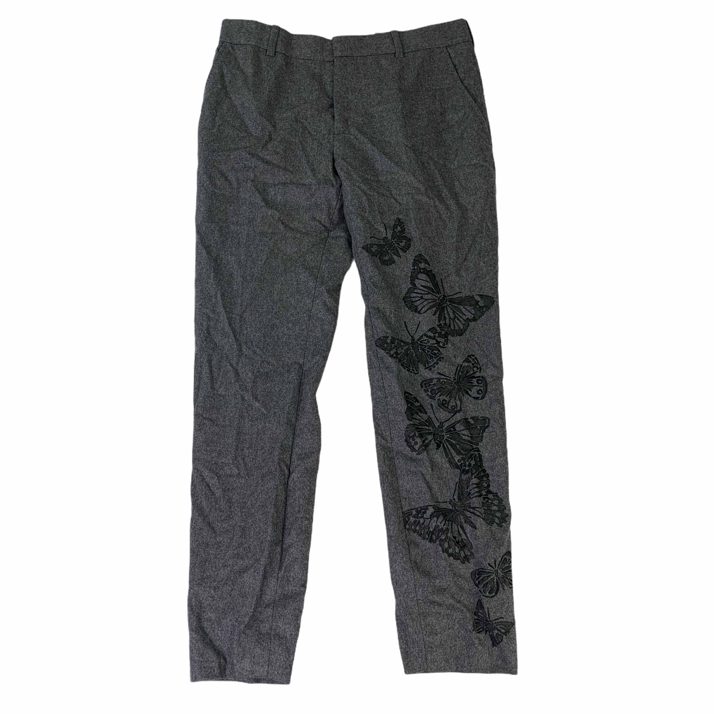 [Alexander Mcqueen] Butterfly-embroidered Wool Slacks Charcoal - Size 48