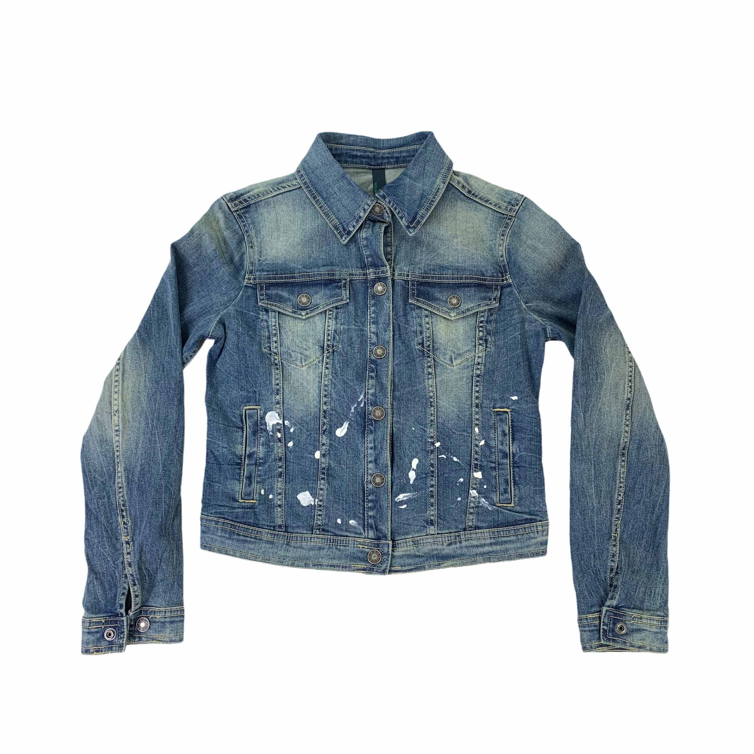 [Benetton] Denim Jacket with Paints - Size M