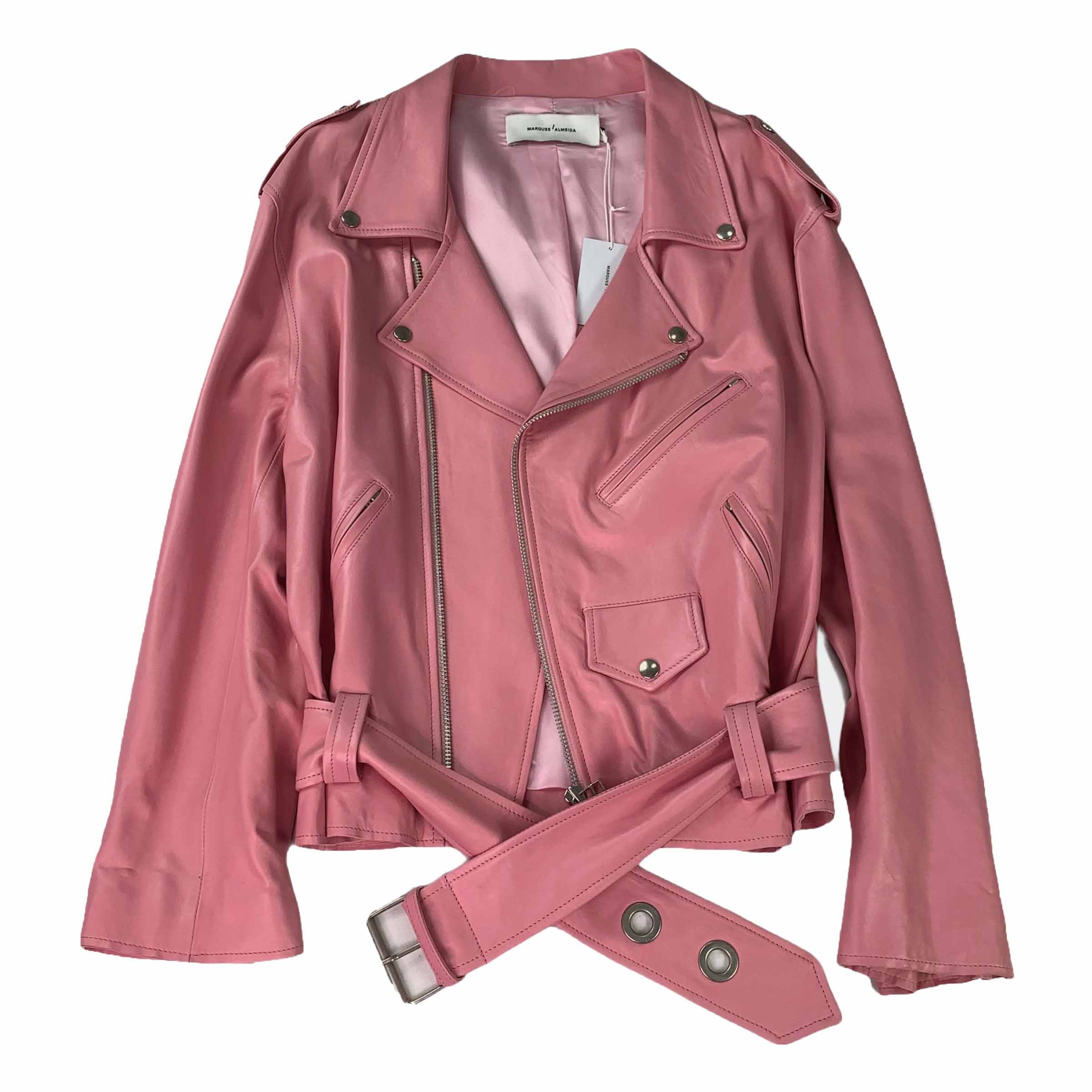 [Marques Almeida] Pink Leather Rider Jakcet  - SIZE S