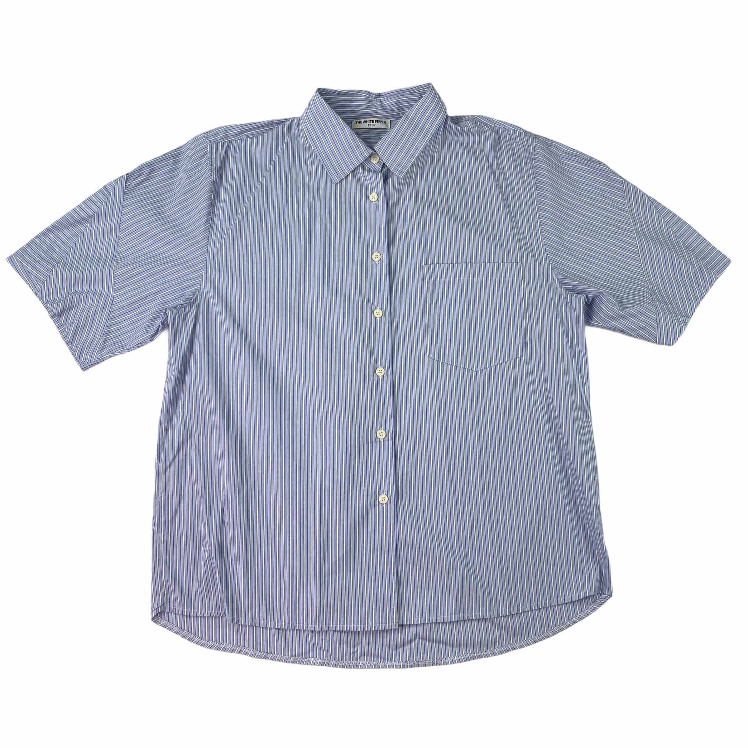 [The White Pepper ] Striped Short Sleeve Pocket Shirt- Size M