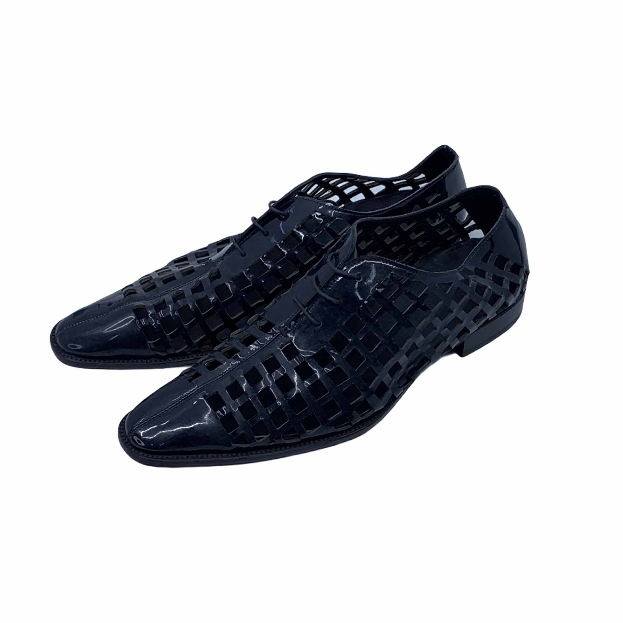 [Dior] Black Fishnet Leather Dress Shoes - Size EUR42