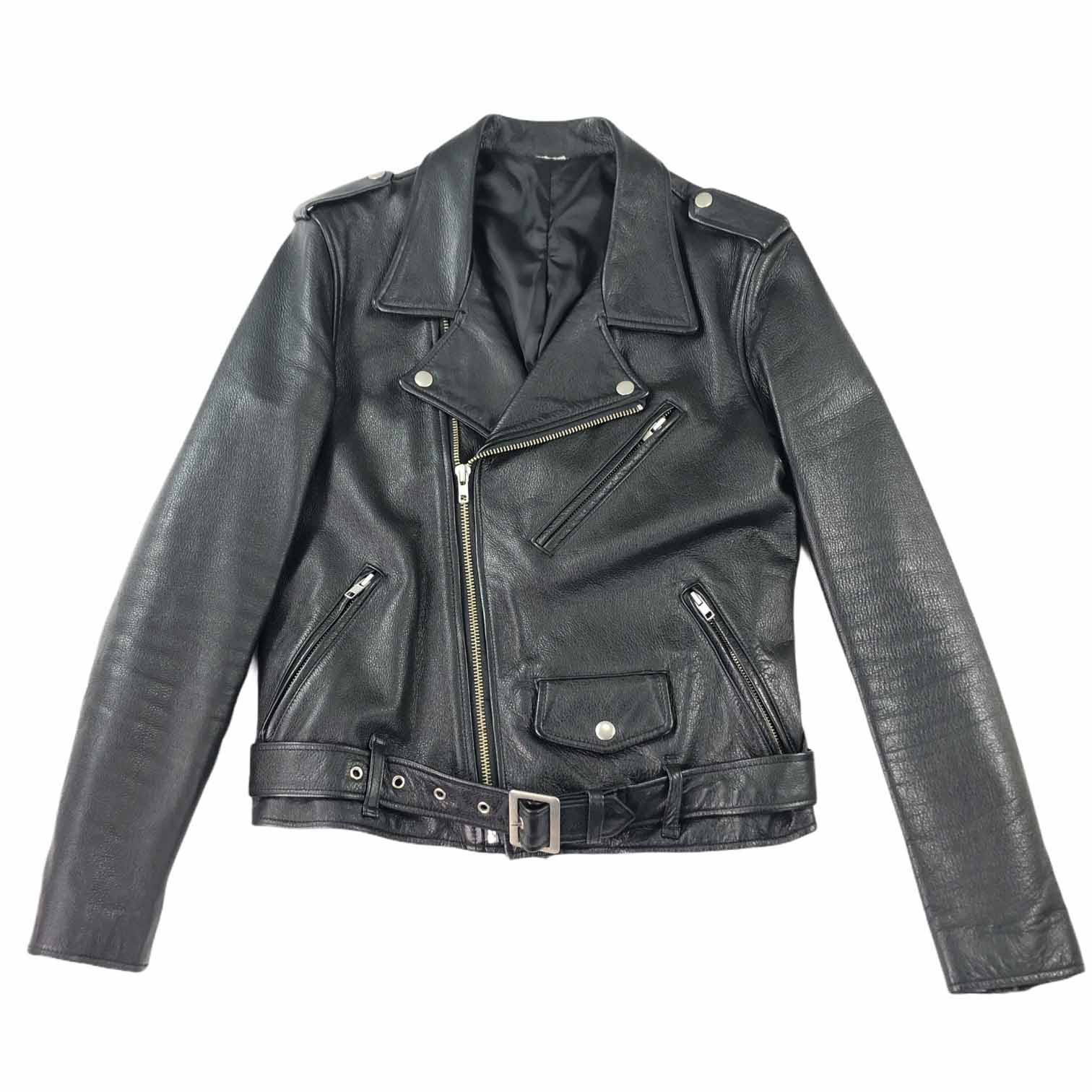 [No Brand] Rider Leather Jacket BK- Size 2