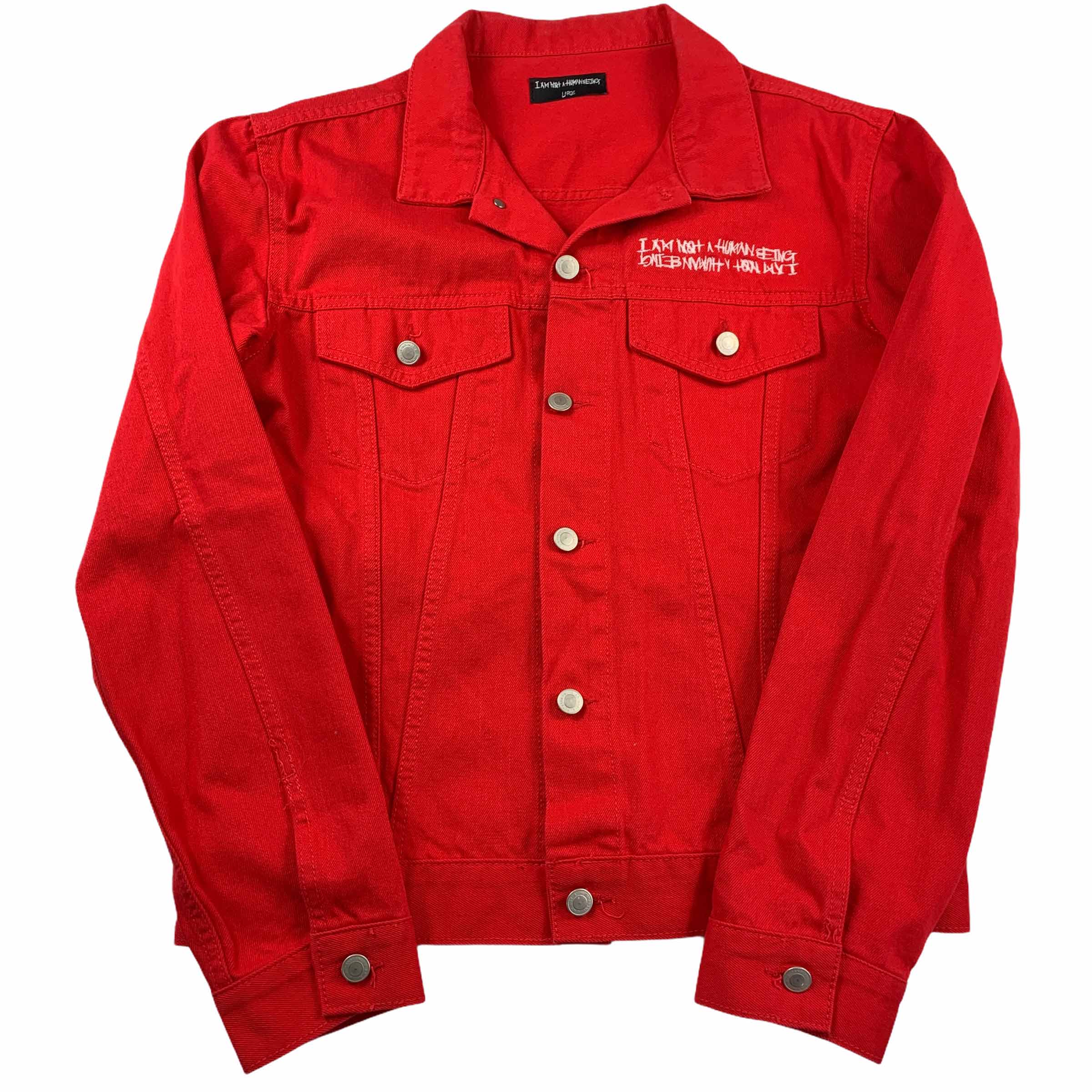 [I AM NOT A HUMAN BEING] Trucker Jacket RED - Size L