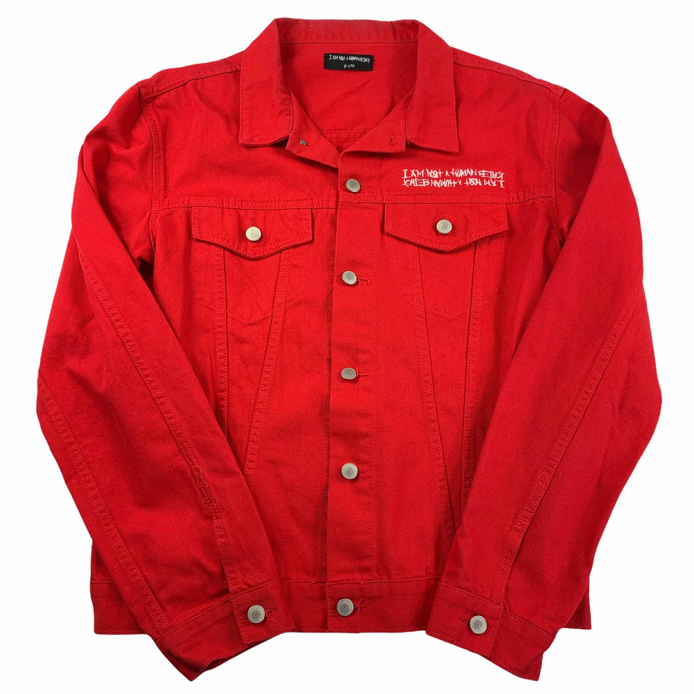 [I AM NOT A HUMAN BEING] Trucker Jacket RED - Size XL