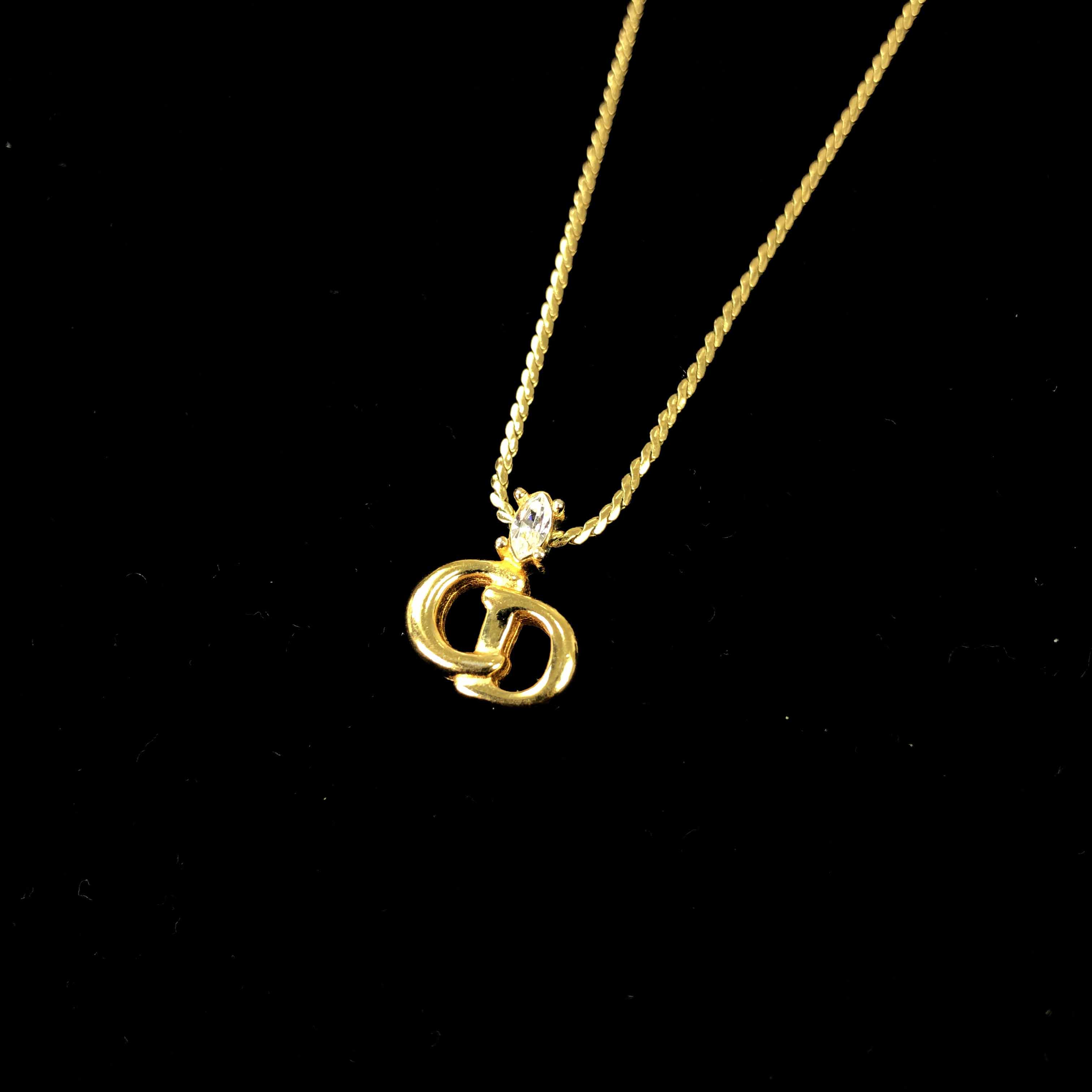 [Dior] CD Gold Necklace w/ Cubic 2 - Size Free
