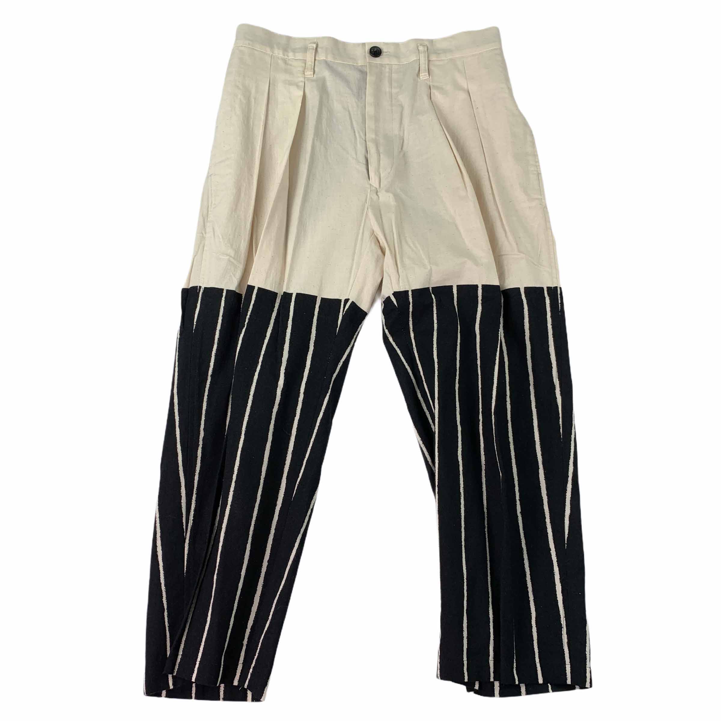 [YOHJI YAMAMOTO] Half Striped Long Pants - Size 2