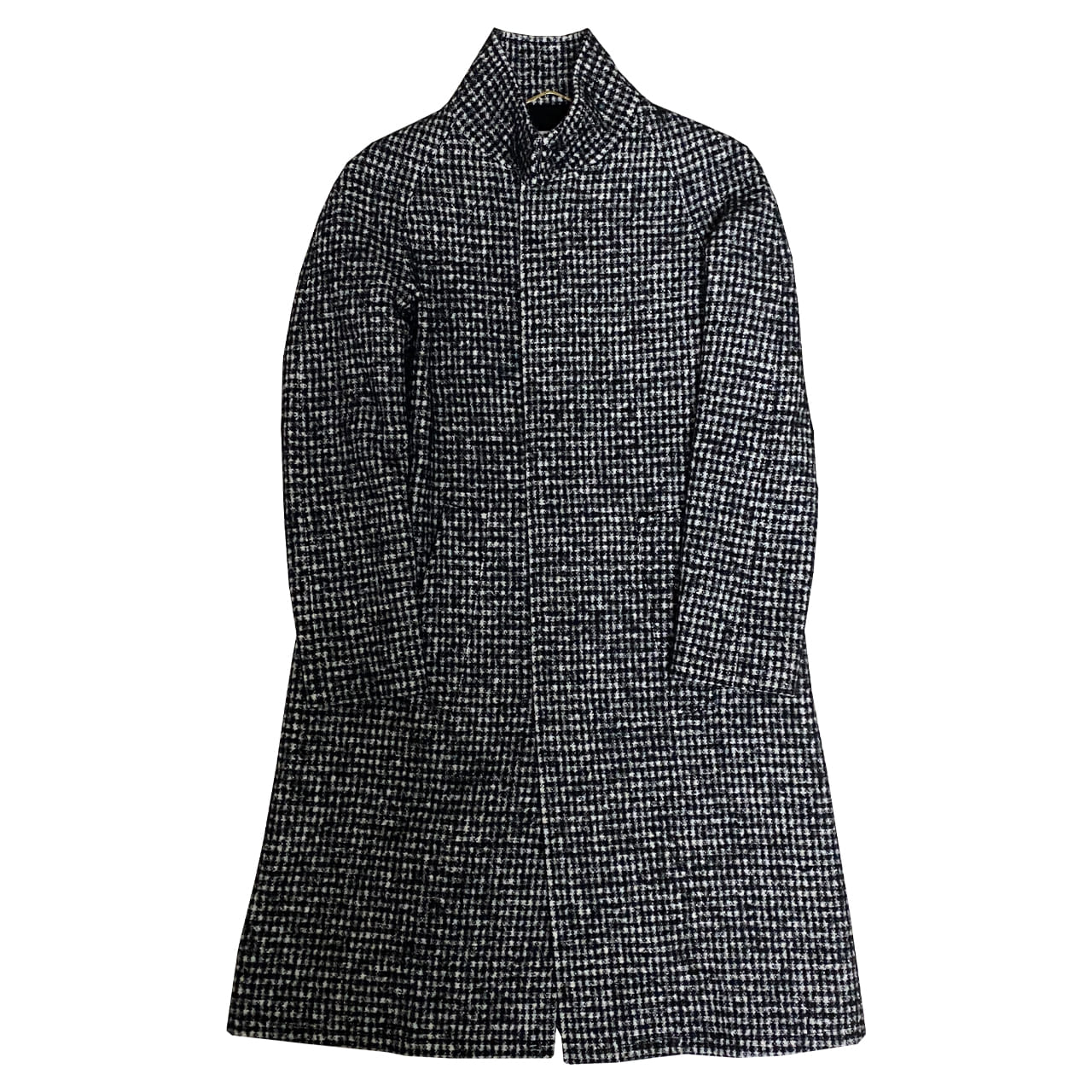 [Saint Laurent] Stand Collar Check Coat - Size 34