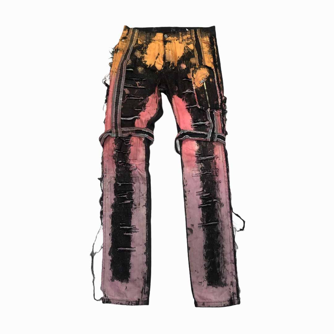 [Vintage] Bleached Painting Custom Denim Pants - Size 32
