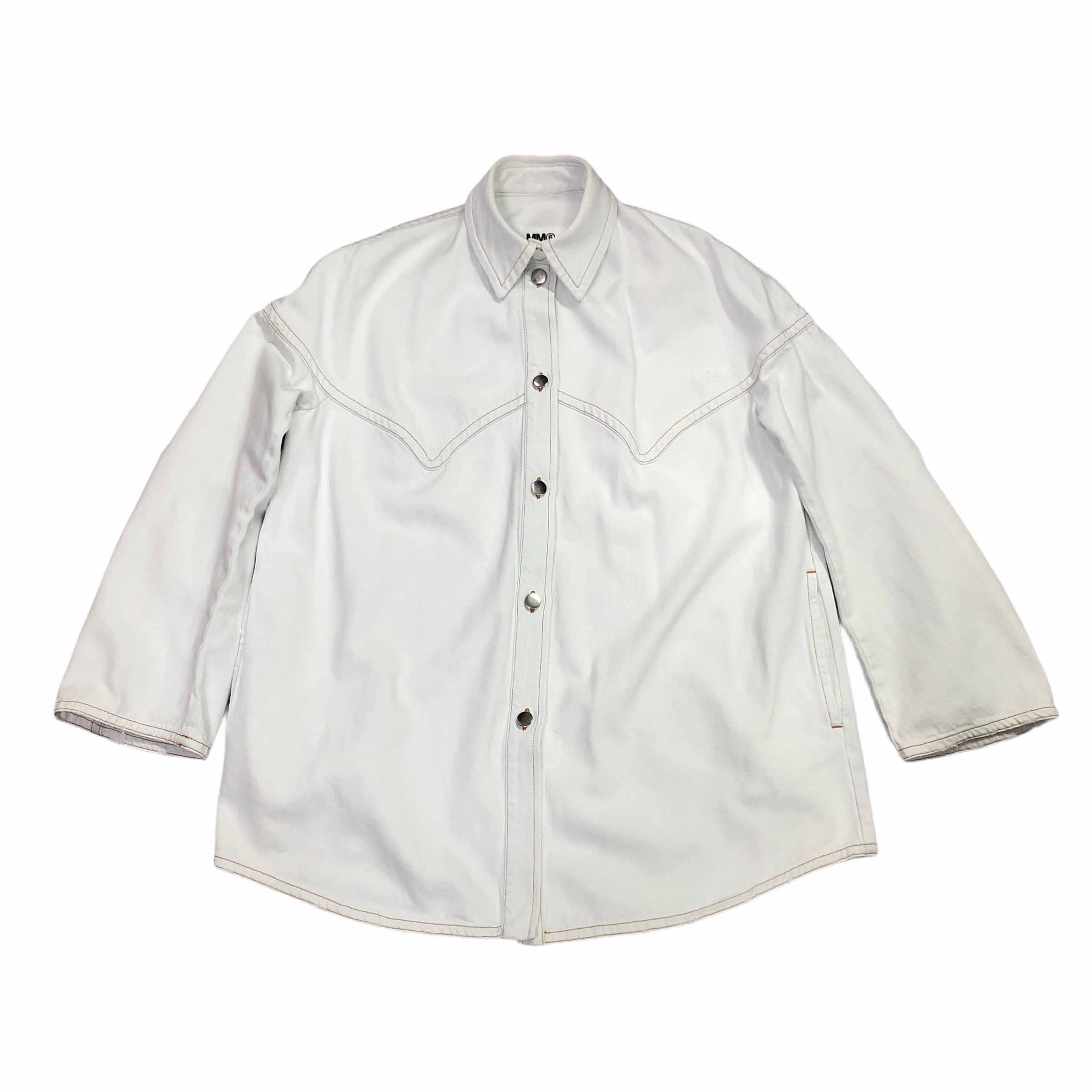 [Margiela] MM6 Destroyed White Denim Jacket - Size 40