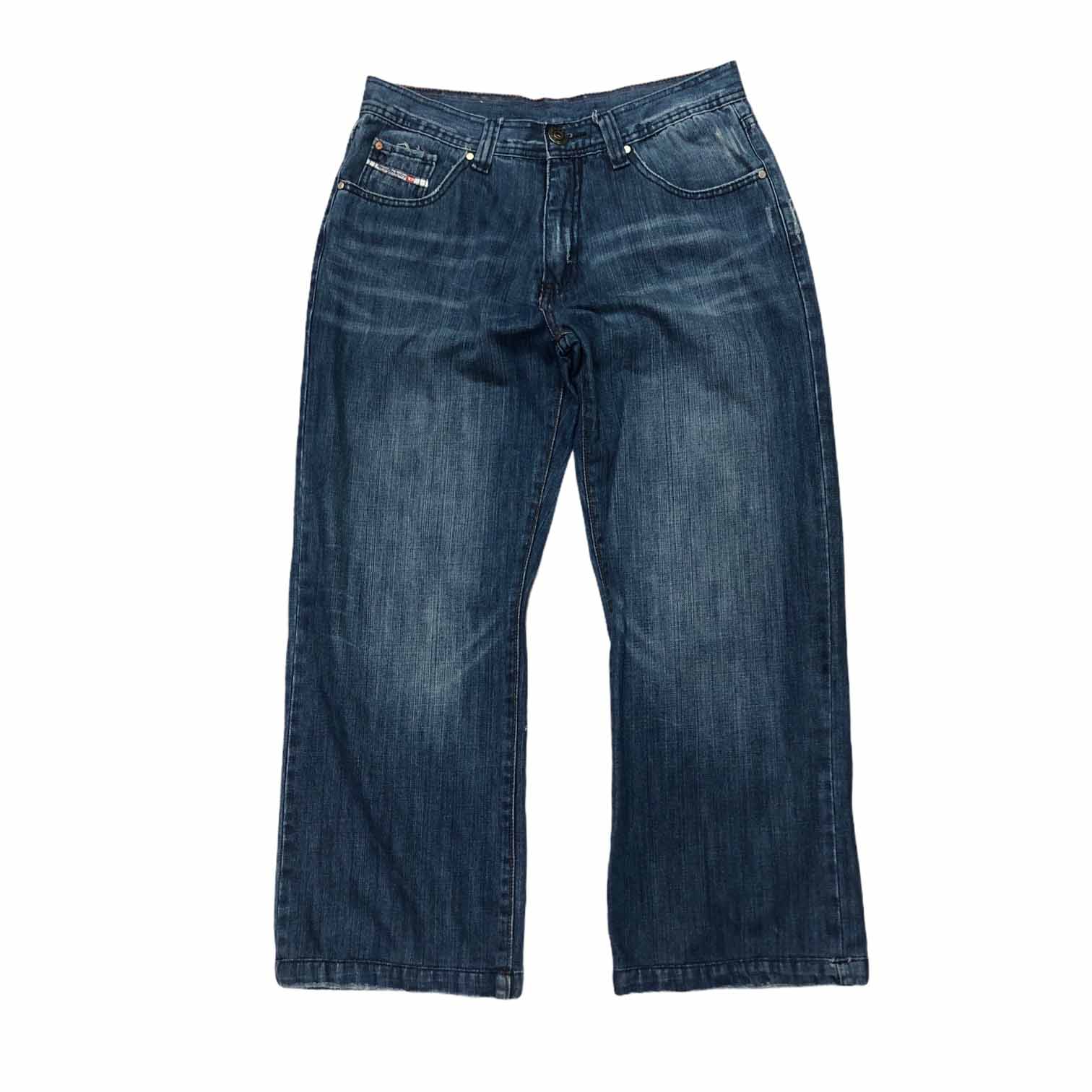 [Diesel] Mid Washed Wide Straight Denim Pants - Size 34