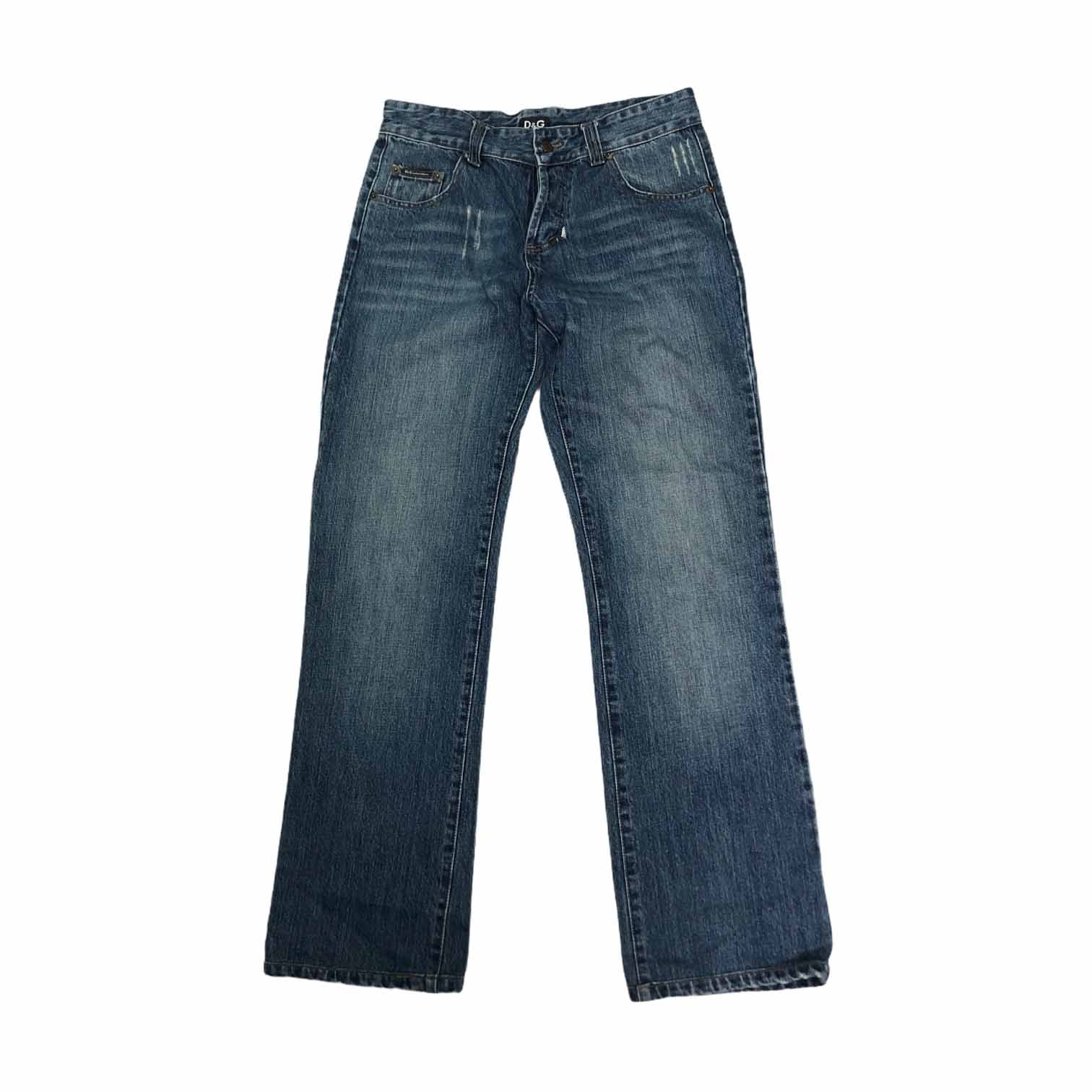 [D&amp;G] Back Embroidered Straight Denim Pants - Size 32