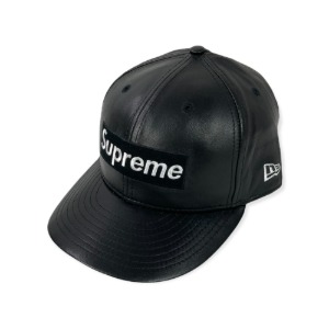 [Supreme] Leather Box Logo New Era Hat -Size 7 1/2