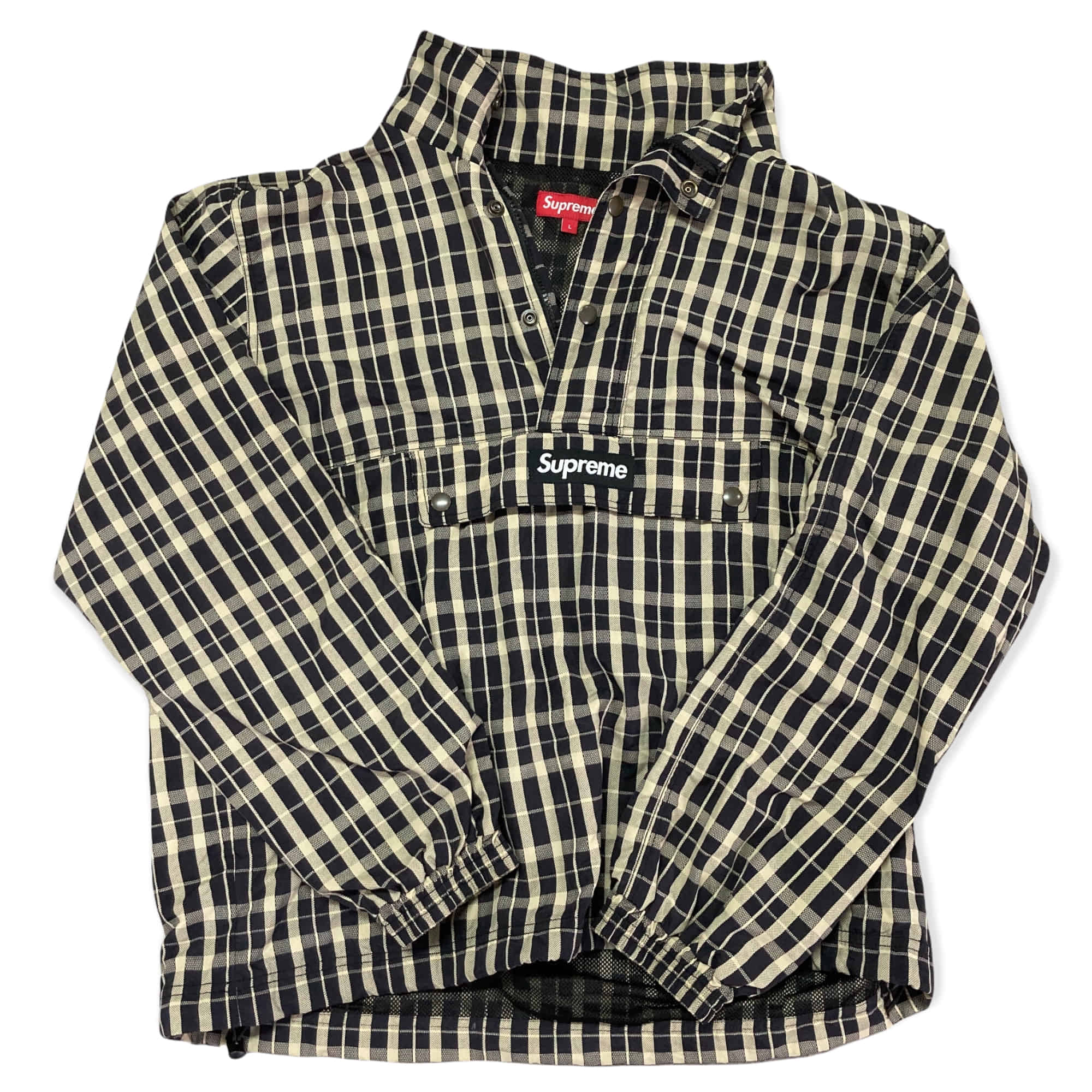 [Supreme] Nylon Plaid Pullover Jacket BR-Size L
