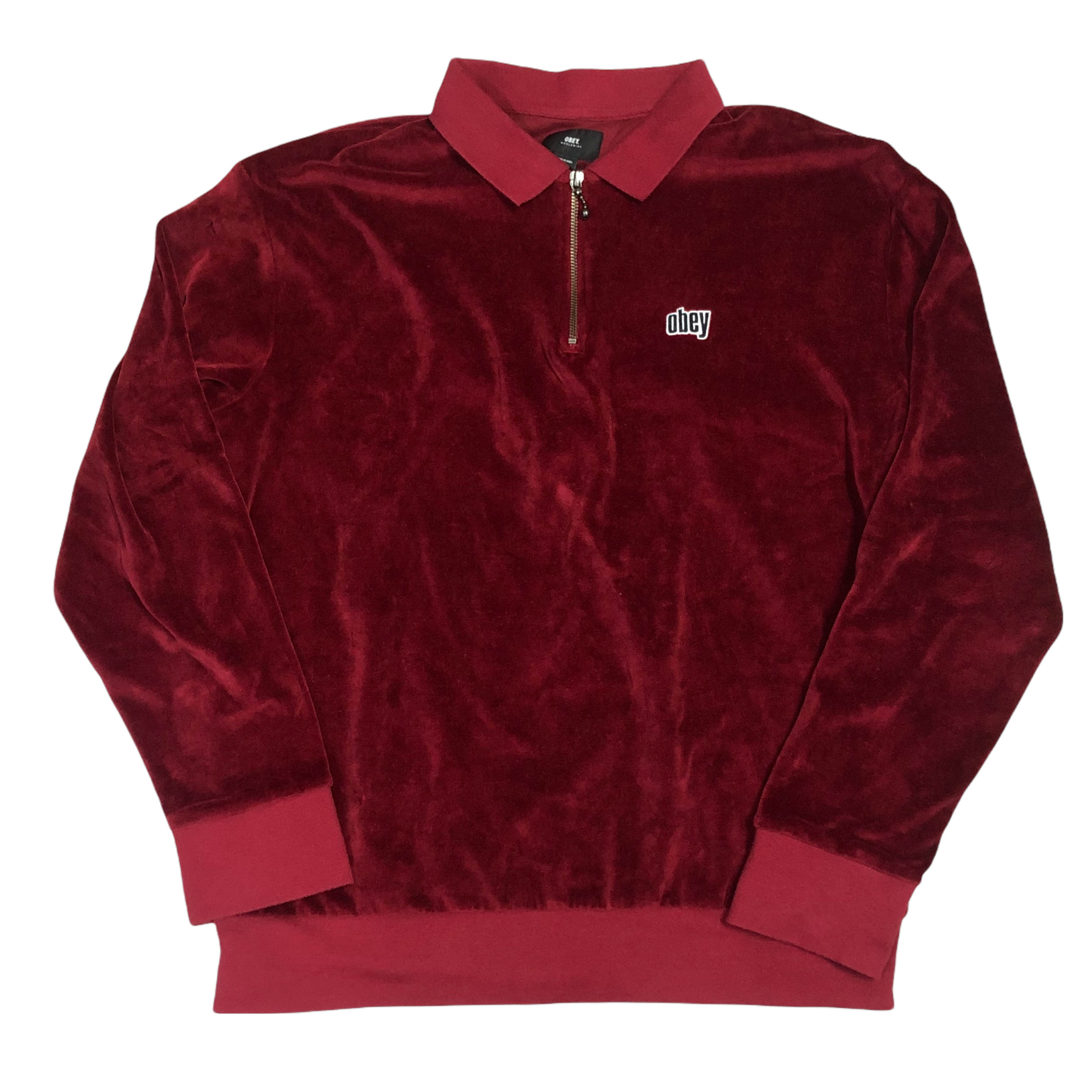 [Obey] Velvet Zip-up Sweatshirt - Size M